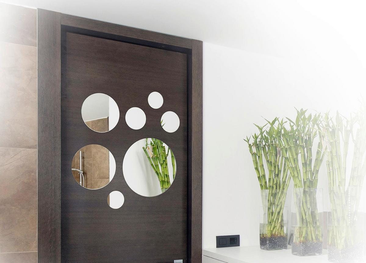 Spiegelfliesenset Rund 7 Stk. Ø 24 cm mit Klebefolie - MODERN, Glas (24cm) - Ondega