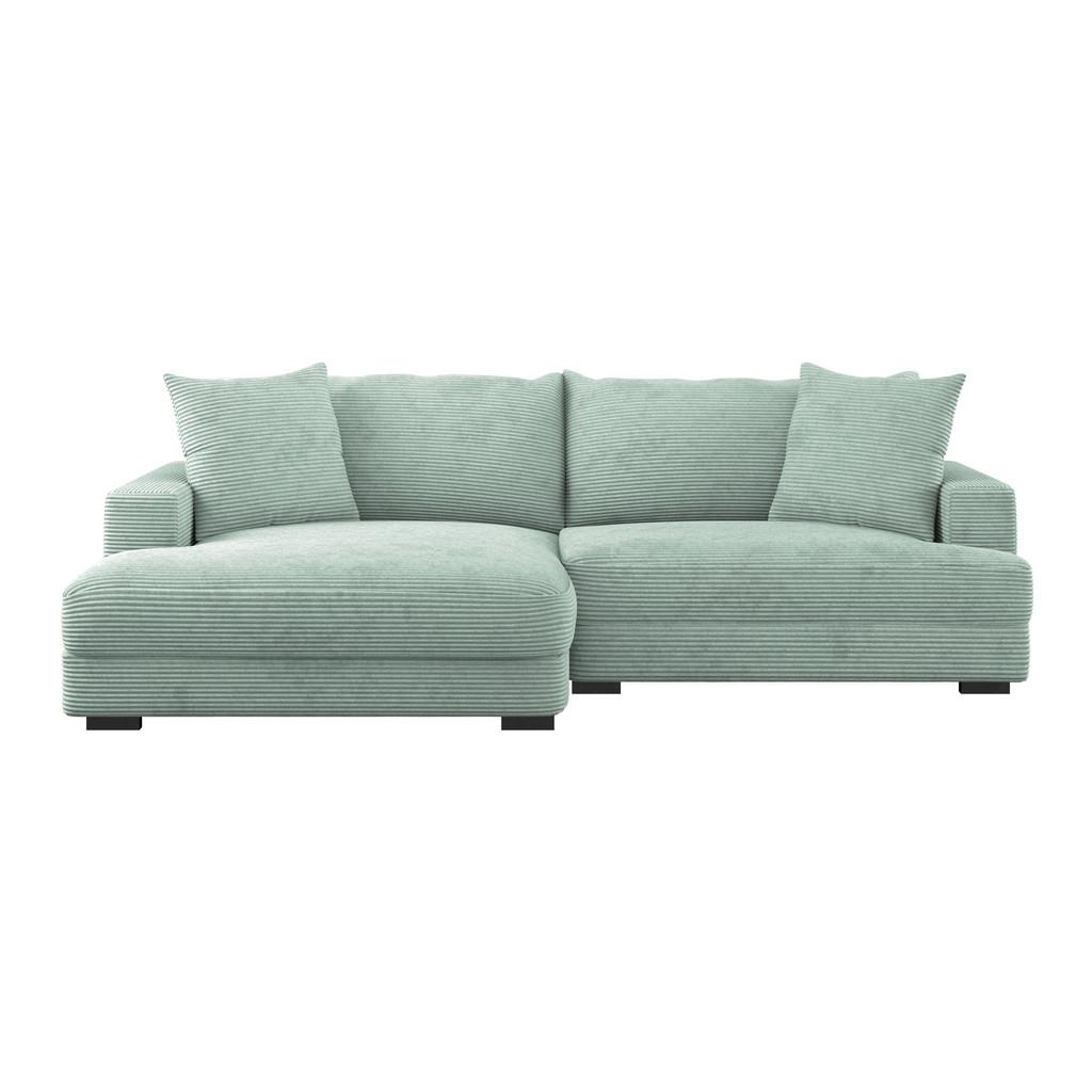 Ecksofa Pelle m. Kissen mintgrün Cord 180x265cm