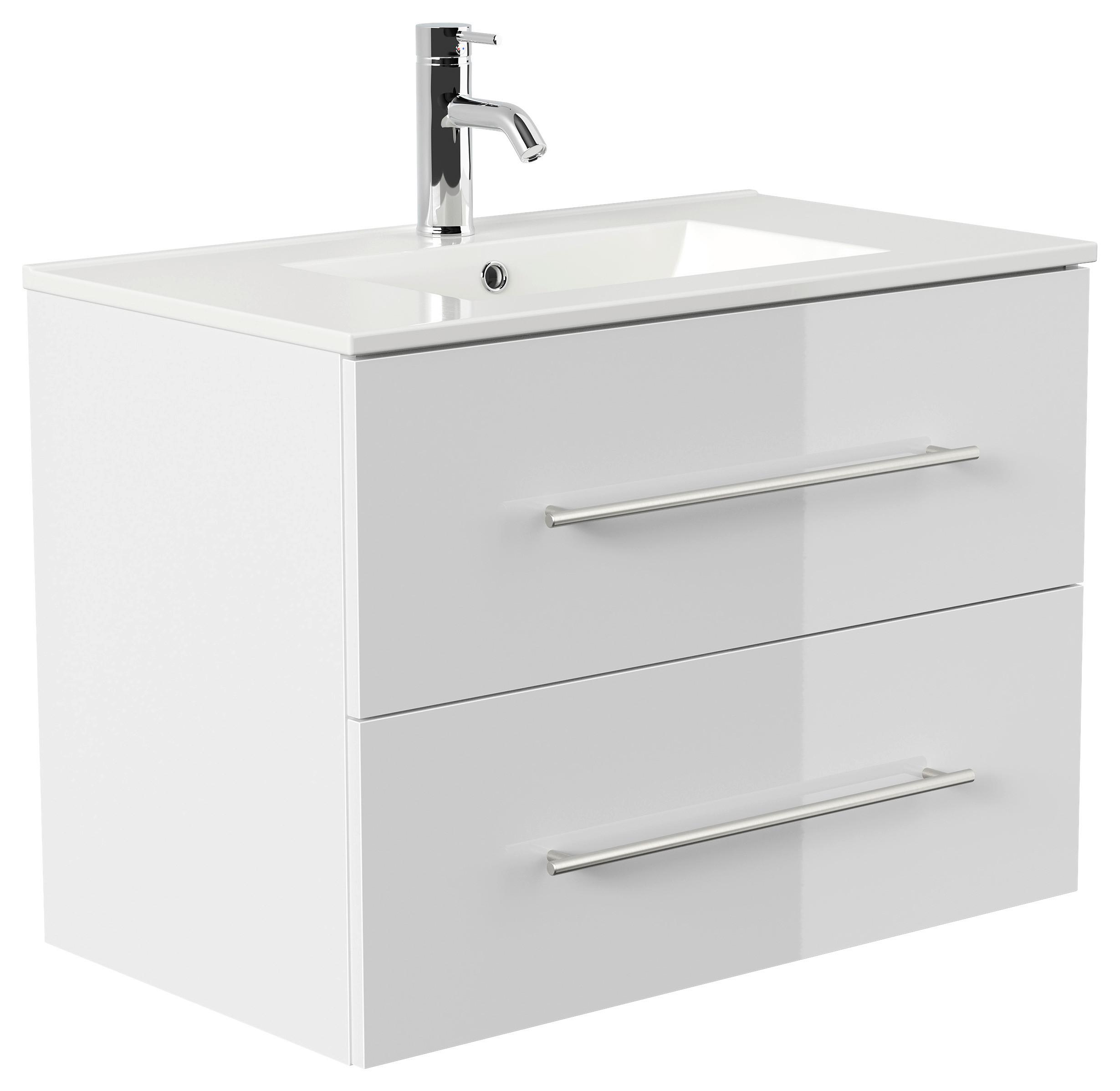 WASCHTISCHKOMBI Homeline, Weiß HG B: 81 cm - Weiß Hochglanz/Weiß, Basics, Keramik/Holzwerkstoff (81cm) - MID.YOU