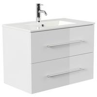 WASCHTISCHKOMBI Homeline, Weiß HG B: 81 cm - Weiß Hochglanz/Weiß, Basics, Keramik/Holzwerkstoff (81cm) - MID.YOU