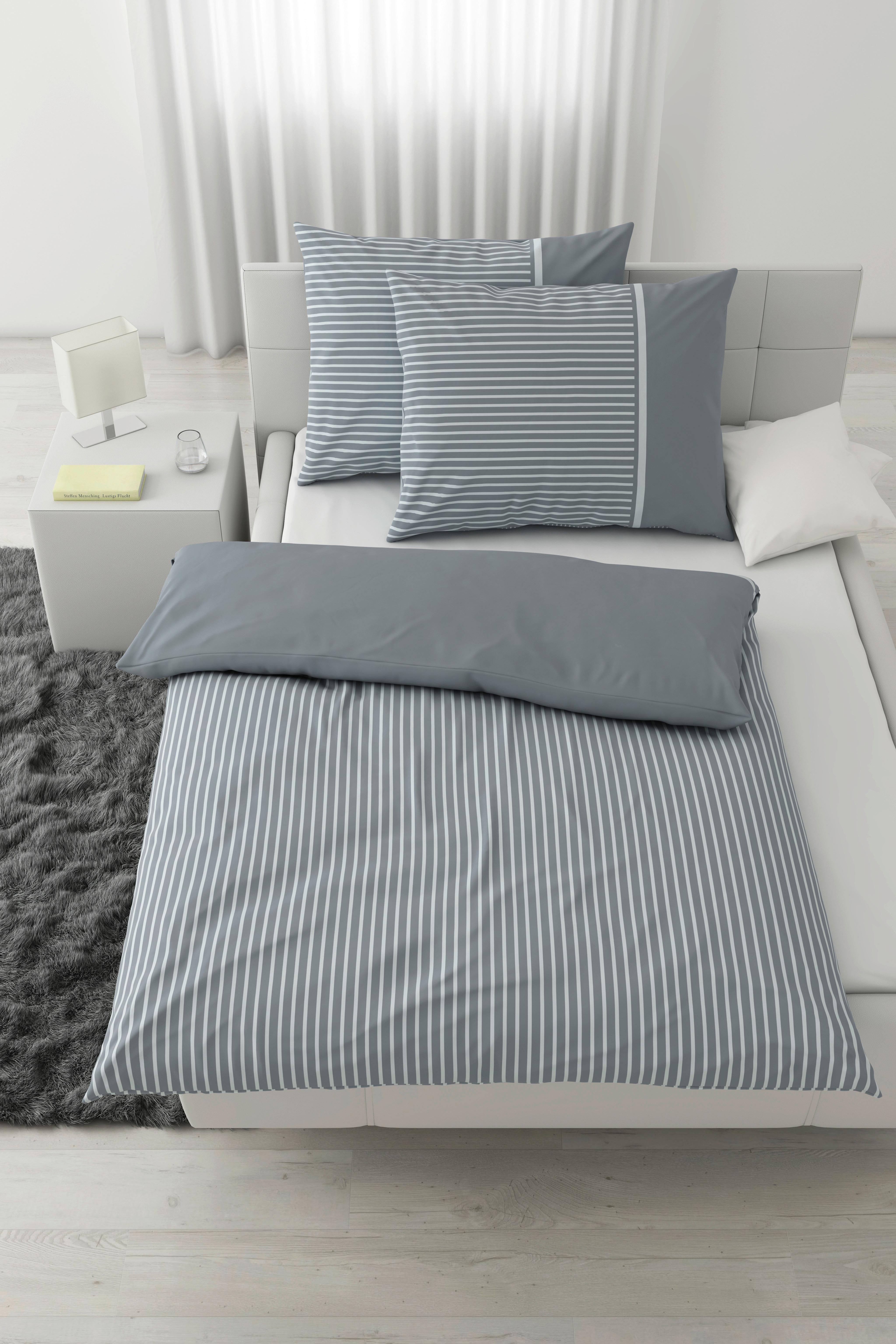 Bettwäsche Johannes XXL Graublau ca. 200x220cm - sivomodrá, Konventionell, textil (200/220cm) - Mömax