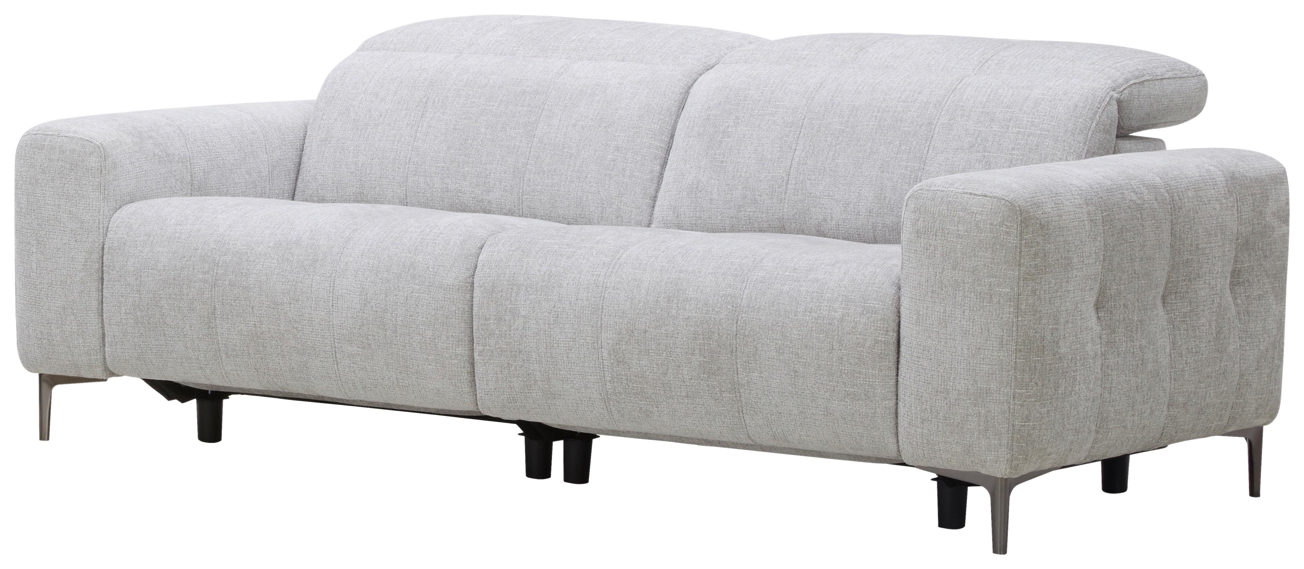 Trojmiestna pohovka ALVARO, sivý zamat, relax.funkcia - sivá/prírodná farba, Modern, kov/drevo (220/79/109cm) - Mömax