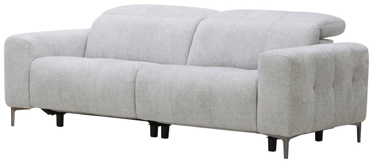 Trojmiestna pohovka ALVARO, sivý zamat, relax.funkcia - sivá/prírodná farba, Modern, kov/drevo (220/79/109cm) - Mömax