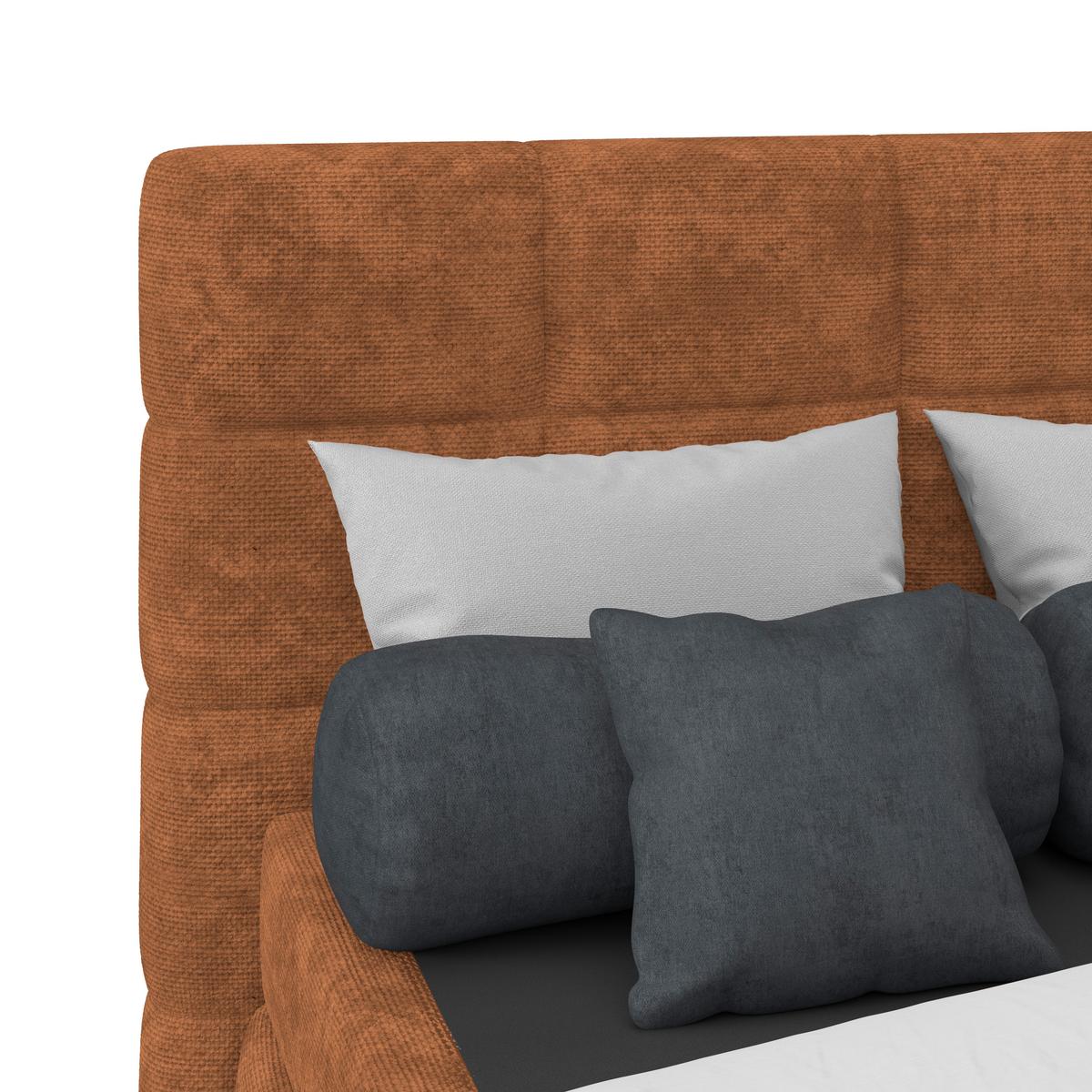 Čalouněná postel VEGA 140x200 cm, rezavá - černá/rezavá, Trend, dřevo/textil (140/200cm)