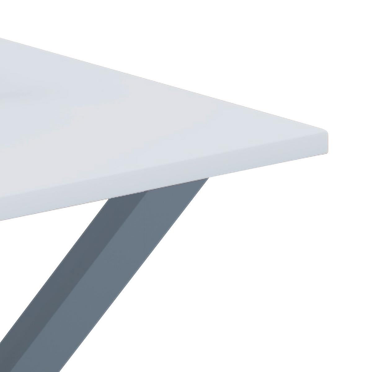Schreibtisch Lona Silberfarben/Weiß B: 80 cm - Silberfarben/Weiß, MODERN, Holzwerkstoff/Metall (110/80/76cm) - MID.YOU