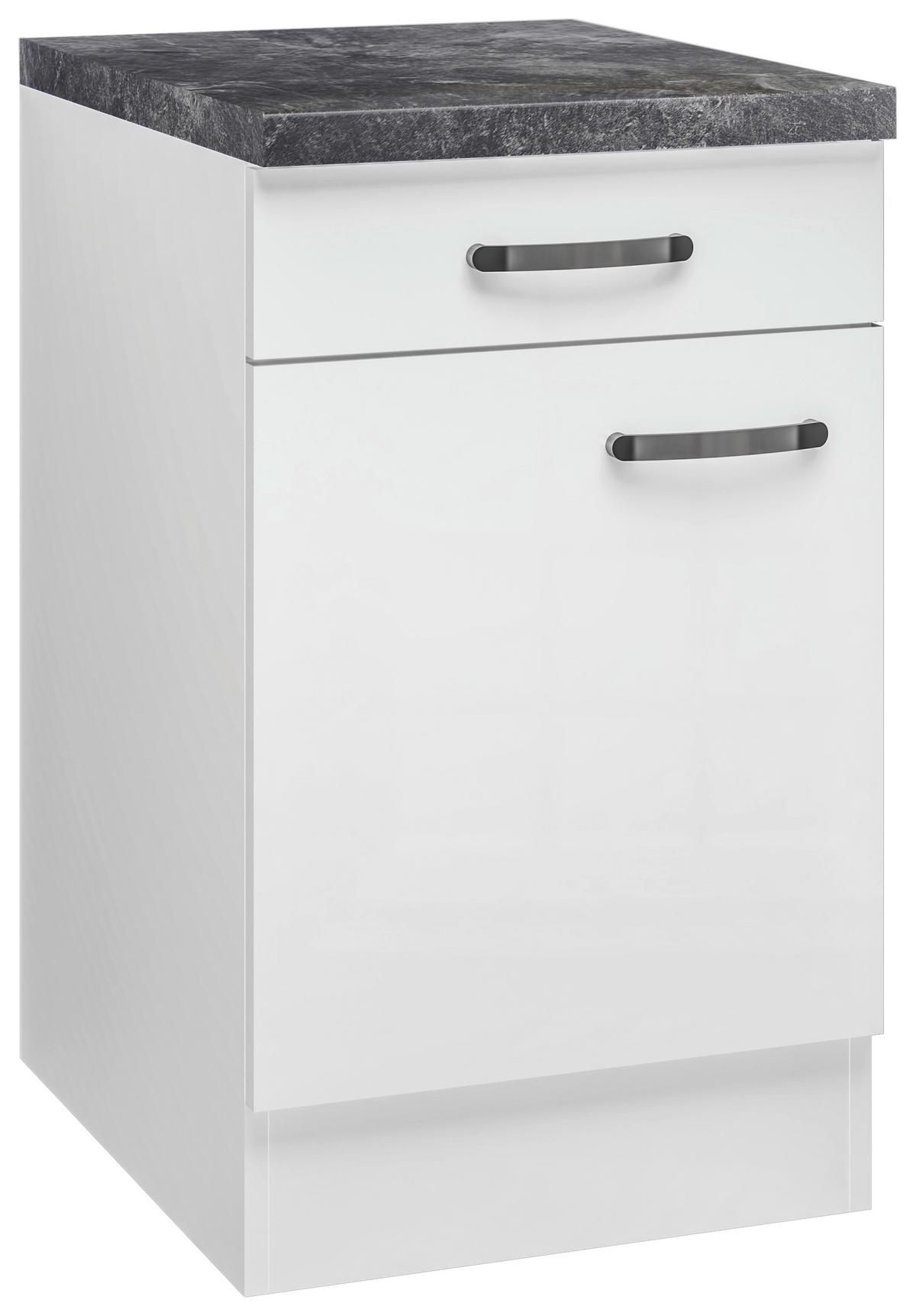 Küchenunterschrank Alba B: 50 cm Weiß/Schiefer mit Lade - Schieferfarben/Weiß Hochglanz, MODERN, Holzwerkstoff (50/86/60cm)