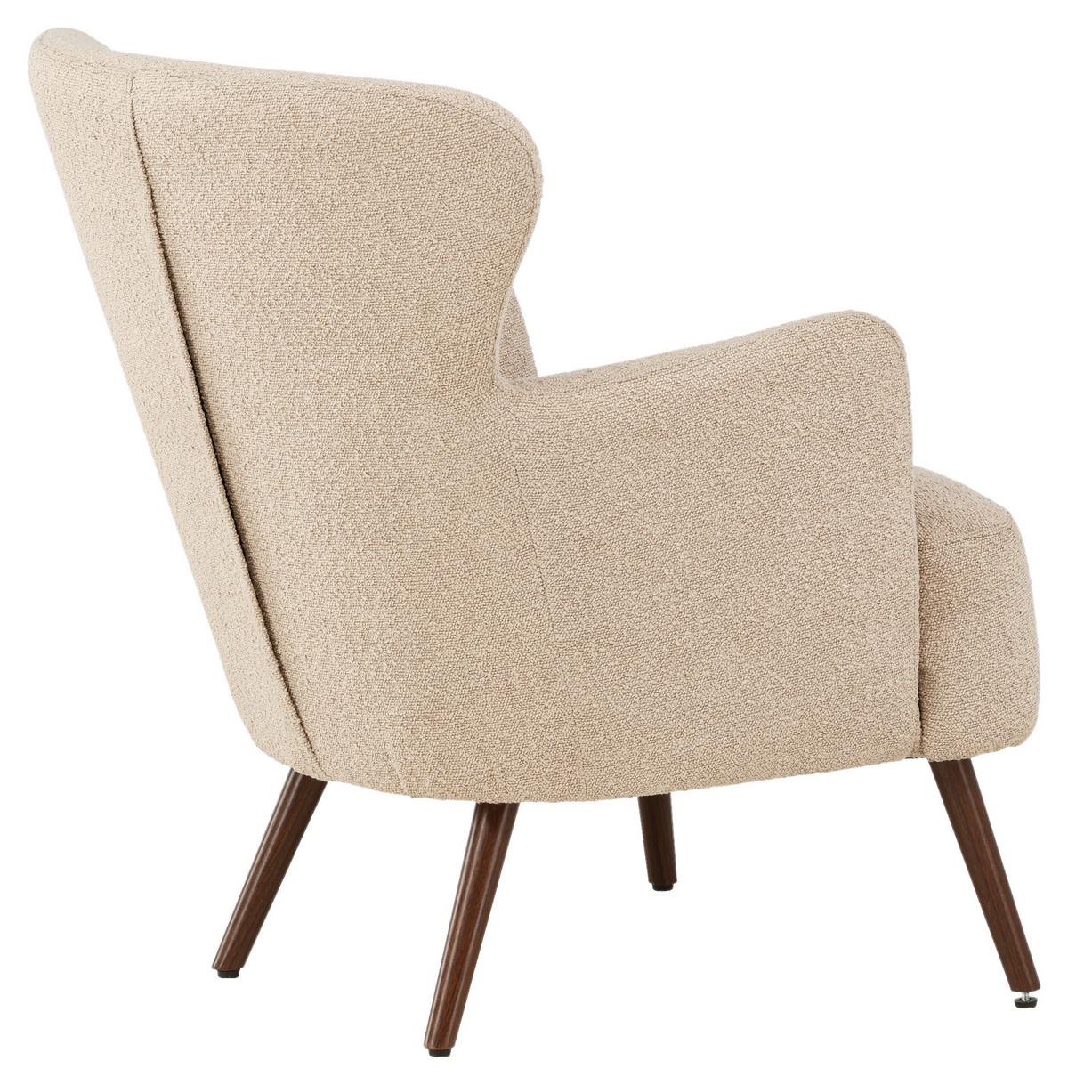 Ohrensessel Lincoln - Beige/Braun, Design, Textil/Metall (76/85/77cm) - Livetastic