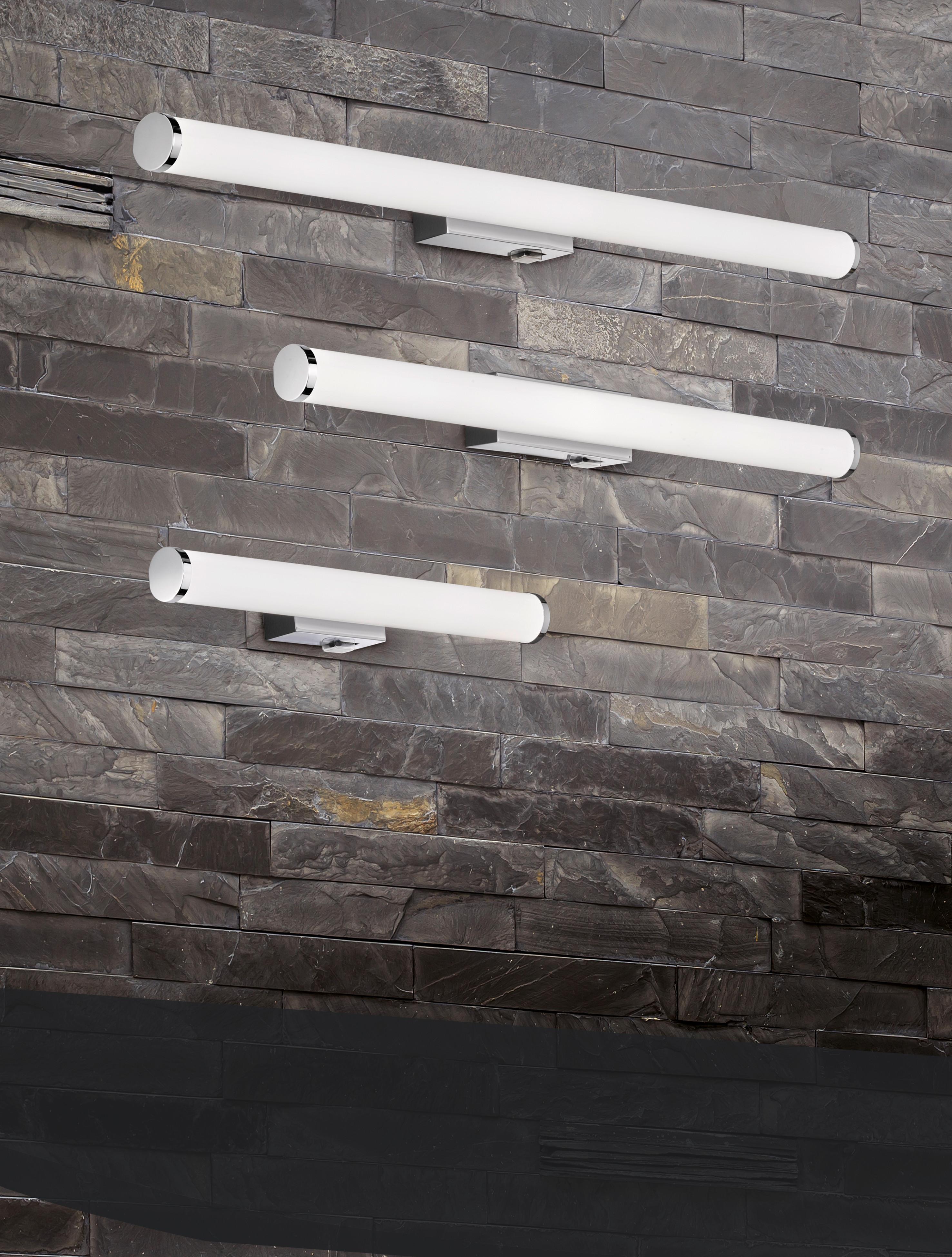 Led Bad-wandleuchte Mattimo Ip44 Mit Schalter, 1-Flammig - Chromfarben/Weiß, Basics, Kunststoff/Metall (40/5,5cm) - Trio Leuchten