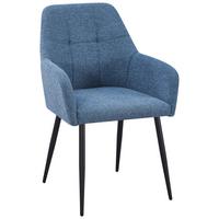 Armlehnstuhl Joe II Leinenoptik Blau - Blau/Schwarz, KONVENTIONELL, Textil/Metall (58/86/61cm)
