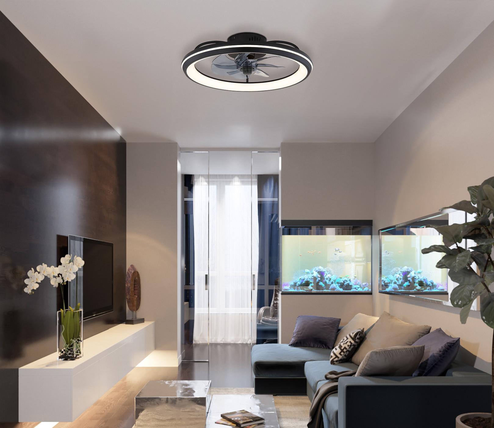 Mennyezeti Ventilátor 03643 - fekete/opál, Design, műanyag/fém (50/14cm) - Globo