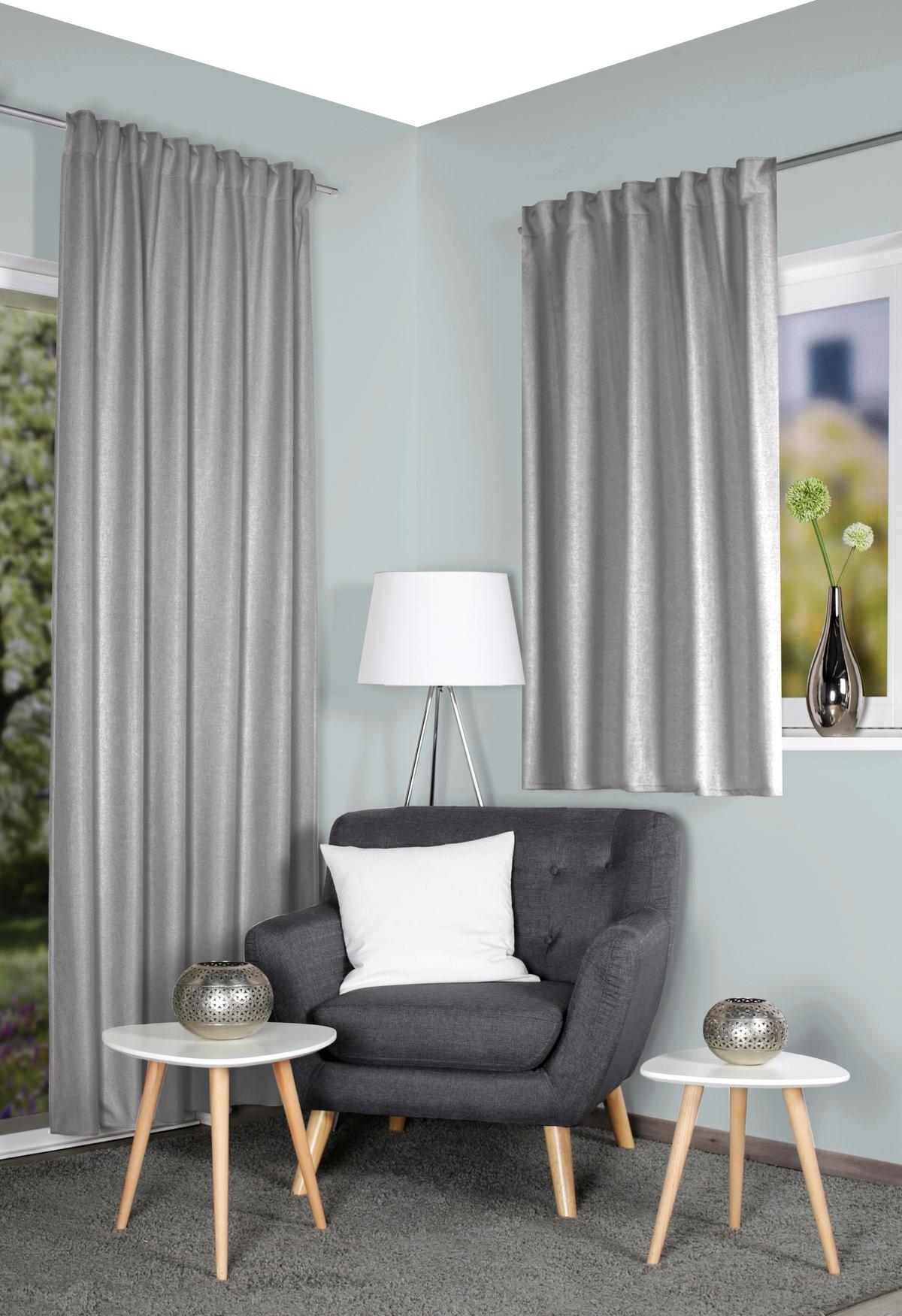 Wärmeschutzvorhang Eskamio - Silberfarben, Basics, Textil (135/175cm)