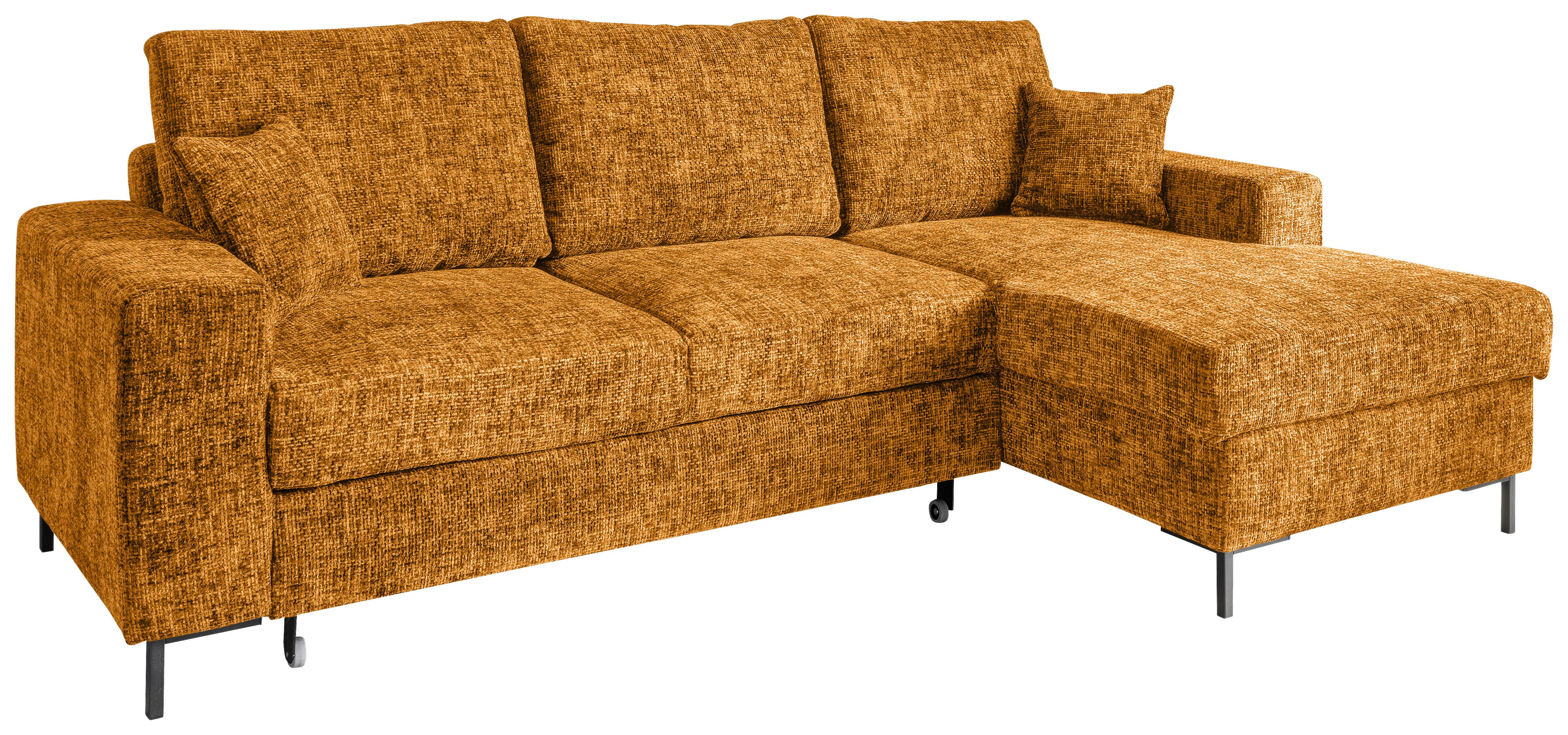 Eckschlafsofa Zona, Gold S: 237x143 Cm - Goldfarben/Schwarz, KONVENTIONELL, Textil (237/143cm) - Livetastic