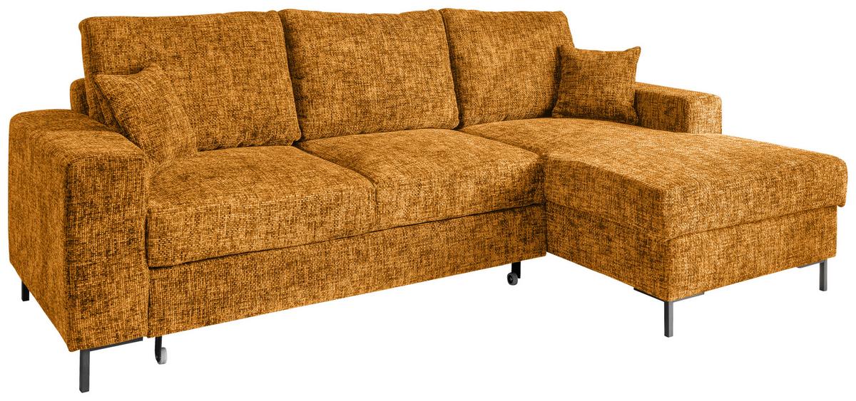 Eckschlafsofa Zona, Gold S: 237x143 Cm - Goldfarben/Schwarz, KONVENTIONELL, Textil (237/143cm) - Livetastic
