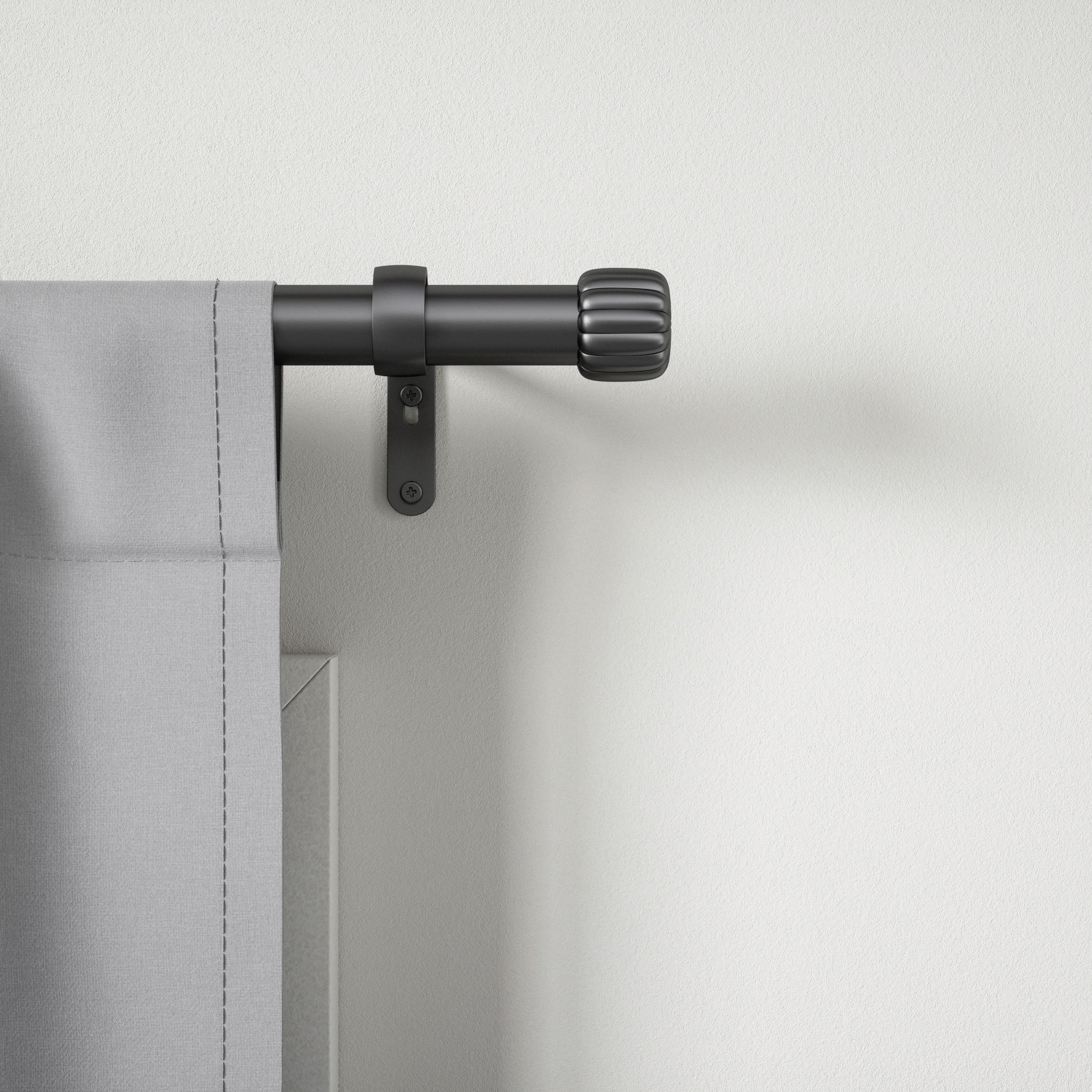 Vorhangstangenset Cleo Rod Schwarz L: 91-168 cm - Schwarz, KONVENTIONELL, Kunststoff/Metall (91-168cm) - Umbra