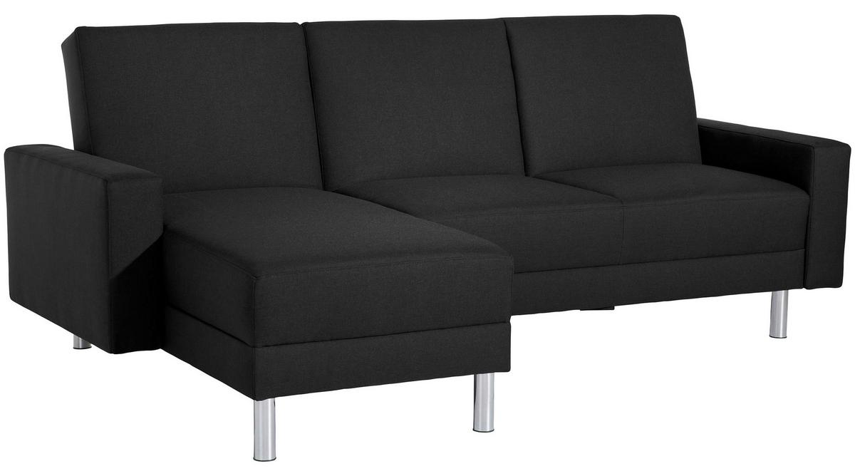 Ecksofa mit Schlaffunktion Just Fashion Schwarz - Chromfarben/Schwarz, KONVENTIONELL, Textil (152/230cm) - Max Winzer