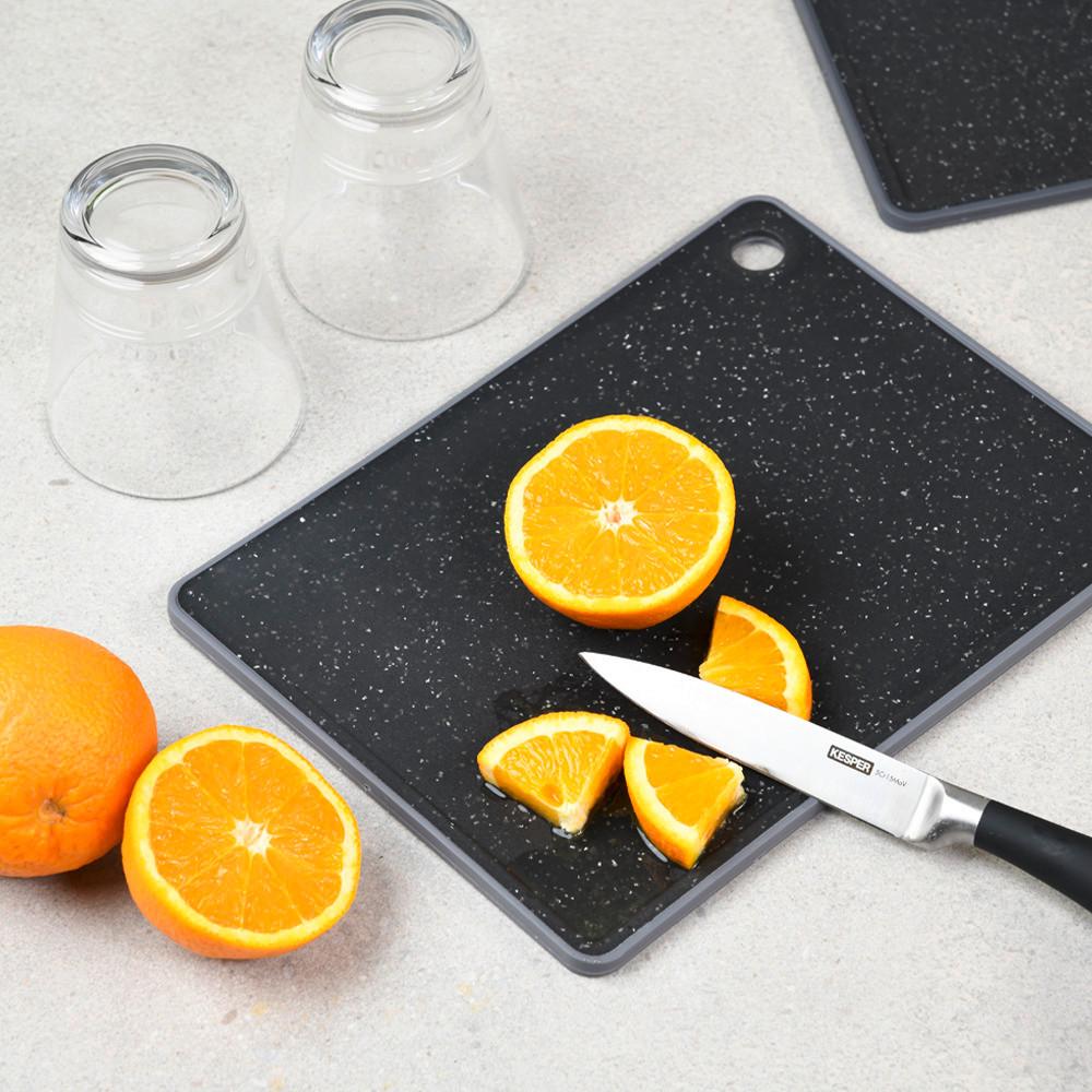 Schneidebrett-Set Schwarz 3-teilig - Schwarz, Basics, Kunststoff - Kesper