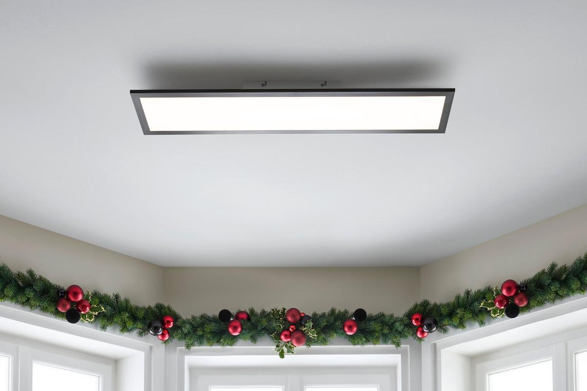 STROPNÉ LED SVIETIDLO JUO - čierna/biela, Modern, kov/plast (80/20/6,5cm) - Mömax