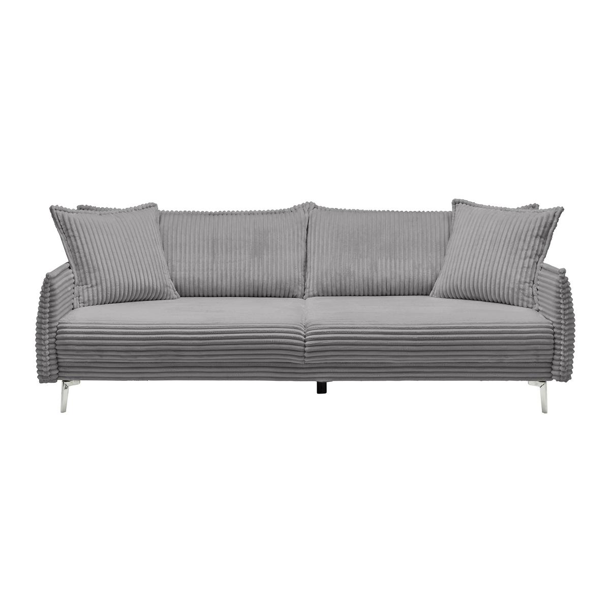 Veľká pohovka KISS -TOP- - svetlosivá/chrómová, Modern, kov/drevo (241/90/117cm) - Mömax