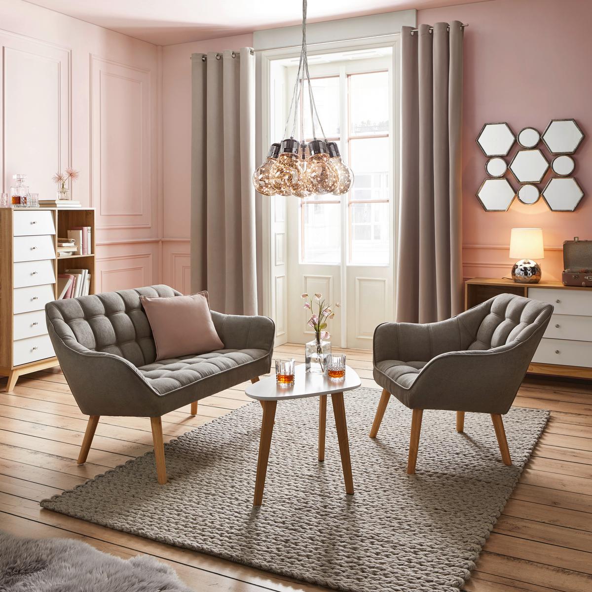 Dvoumístná pohovka Monique, šedá - šedá, Moderní, dřevo/textil (127/76/74,5cm) - Modern Living