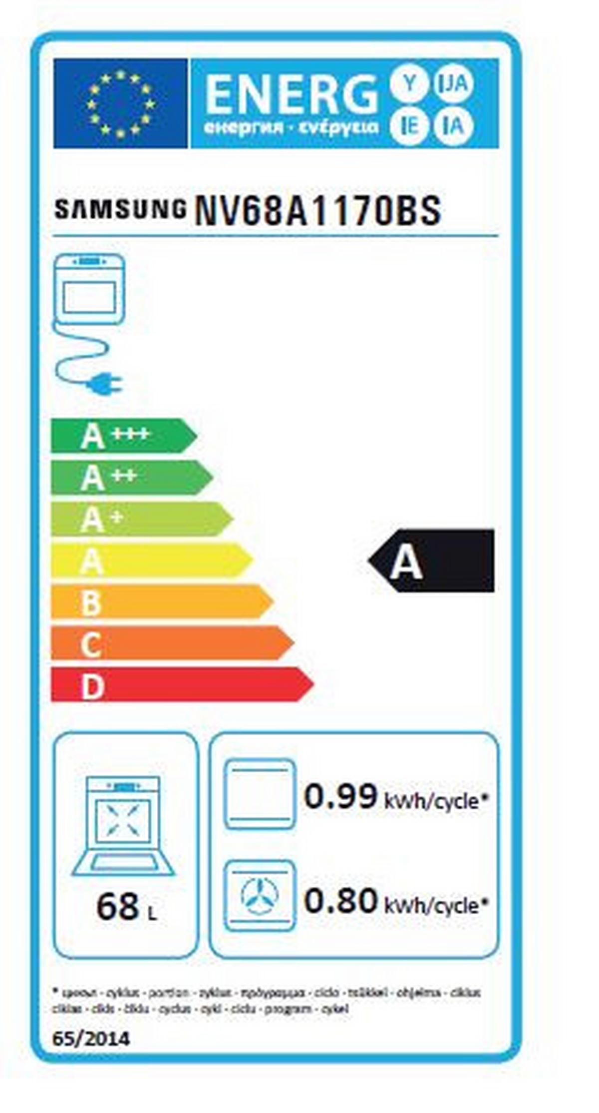 Einbaubackofen Nv68a1170bs/Ol - Silberfarben/Schwarz, Design, Glas/Metall (59,5/59,5/57cm) - Samsung