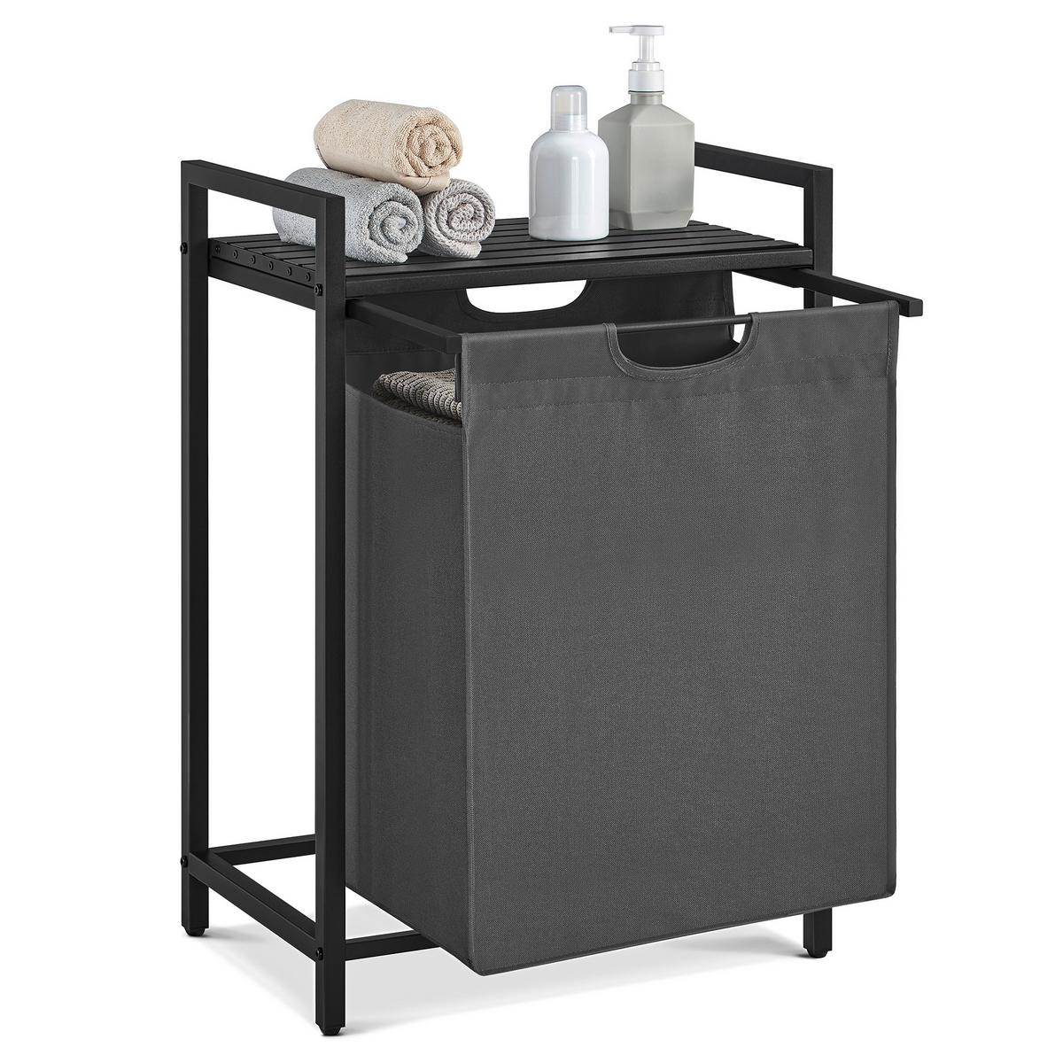 Wäschekorb Blh101g01 - Schwarz/Grau, Trend, Holzwerkstoff/Textil (50/72/33cm) - MID.YOU