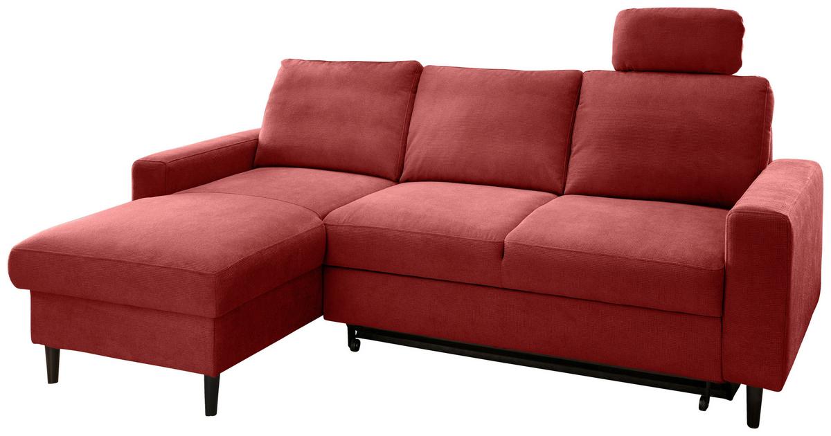 Eckschlafsofa Passione Rot S: 147x234 cm - Rot/Schwarz, MODERN, Textil (147/234cm) - Livetastic