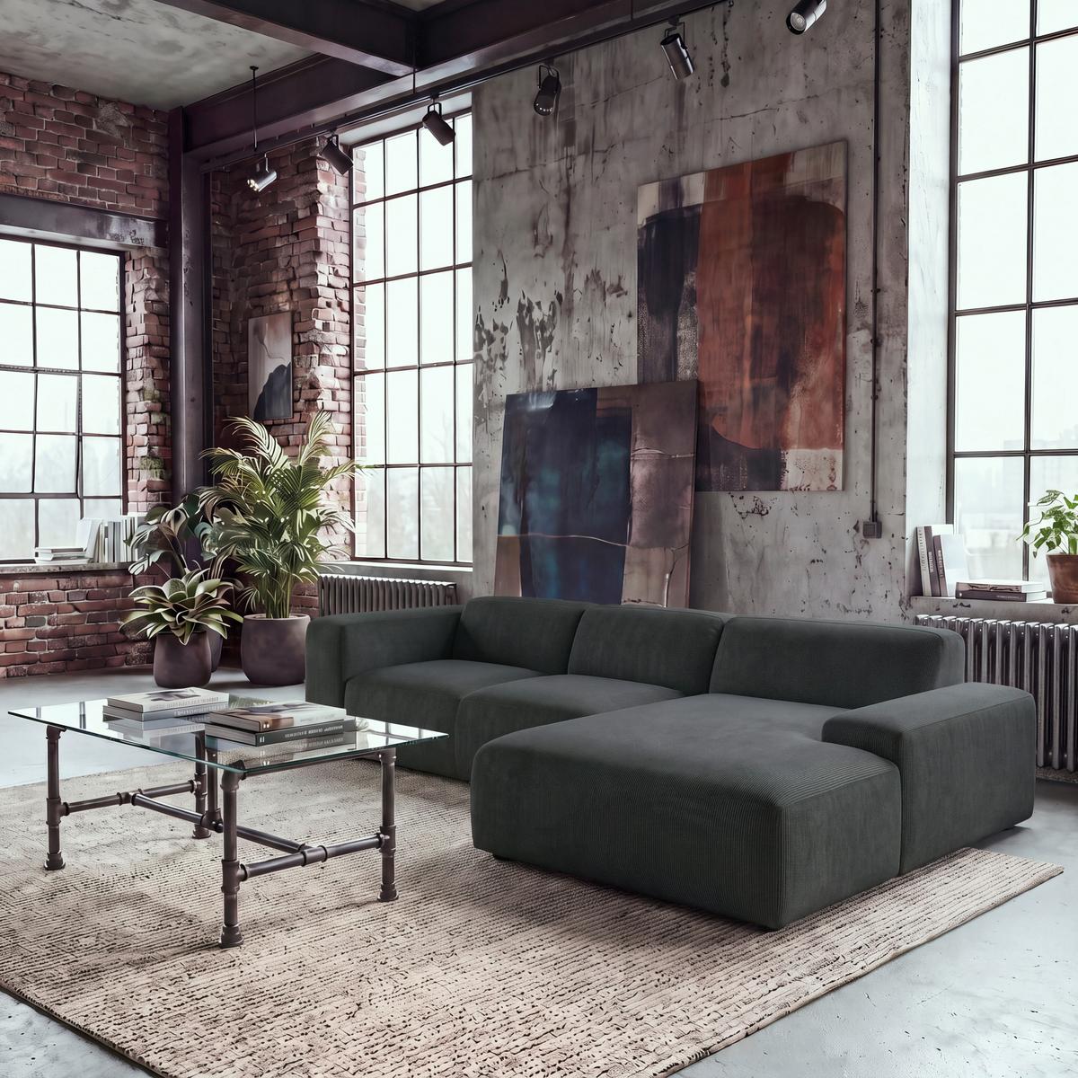 ECKSOFA Hannah Schwarz 304x200 cm - Schwarz, Design, Textil (304/200cm) - MID.YOU