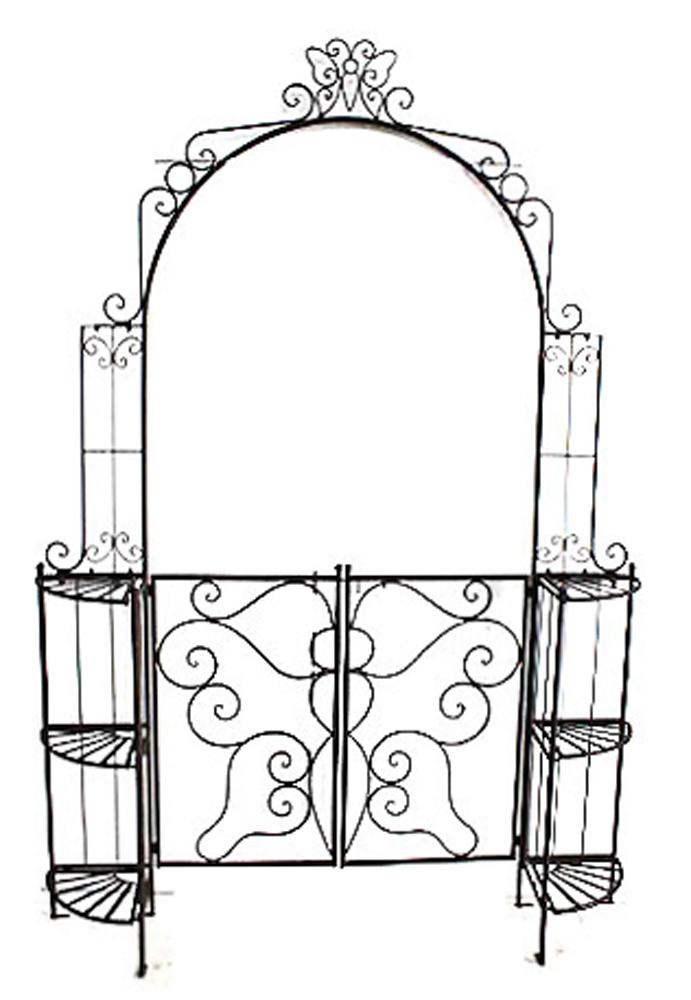 Rosenbogen mit Tür aus Stahl Laki BxH: ca. 156x233 cm - Schwarz, MODERN, Metall (156/233/29cm)