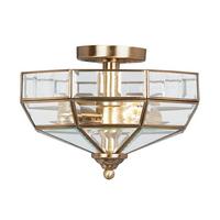 Deckenleuchte Park Ø 32 cm 2-Flammig Antik-Style - Messingfarben, Natur, Glas/Metall (32/23cm) - Elstead Lighting