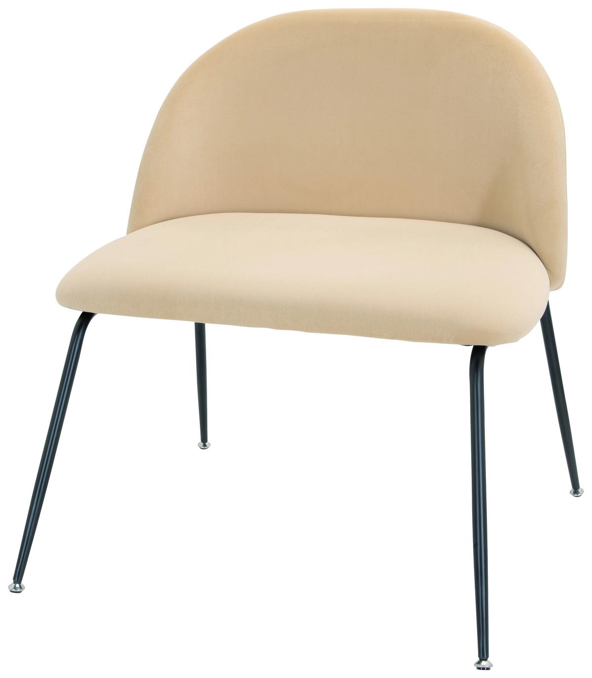 Besucherstuhl Velvo Samt Beige Bis 120 Kg - Beige/Schwarz, Basics, Textil/Metall (72/80/65cm) - MID.YOU