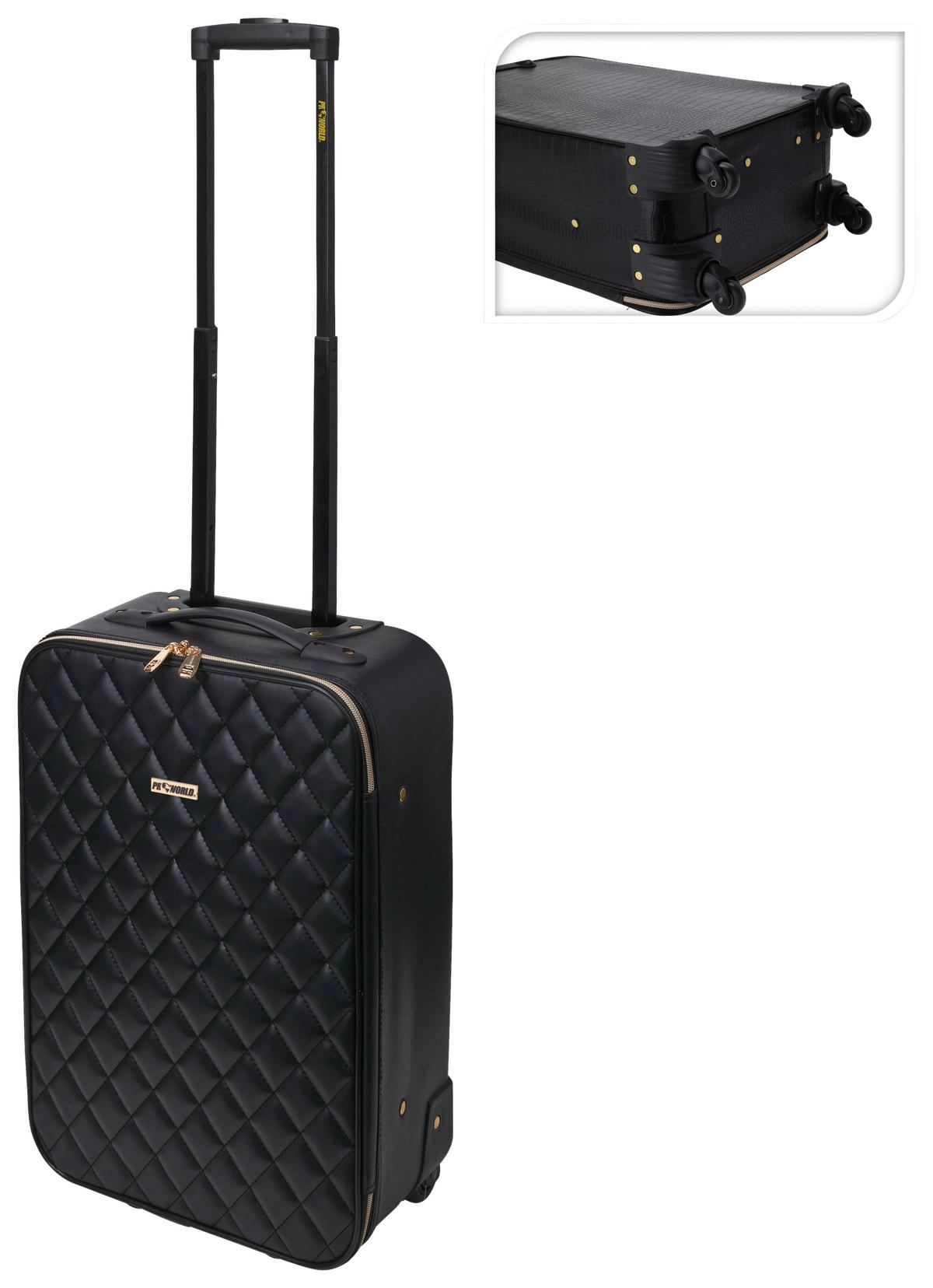 Reisekoffer 4 Rollen Kunststoff - Goldfarben/Schwarz, Basics, Kunststoff (34,5/19,5/52cm)