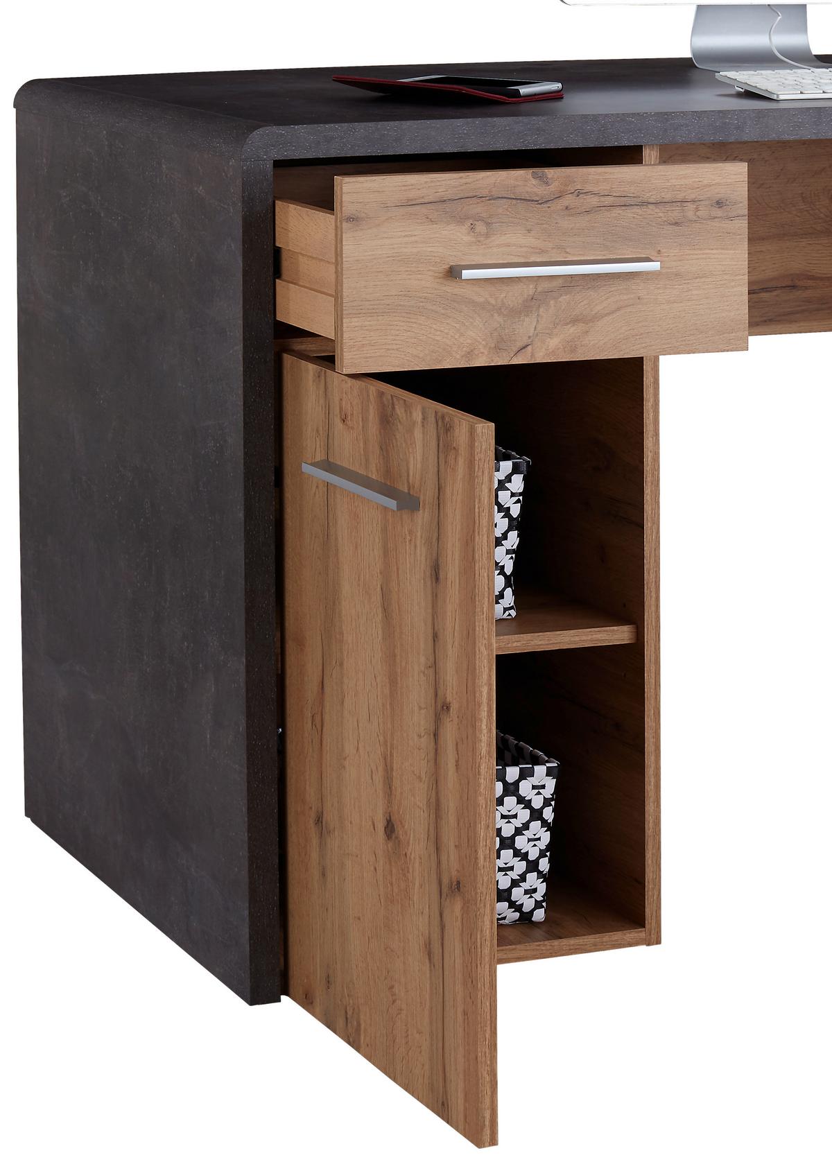 Íróasztal Fontana - tölgyfa színű/sötétszürke, Modern, faalapú anyag (120/75,5/60cm)