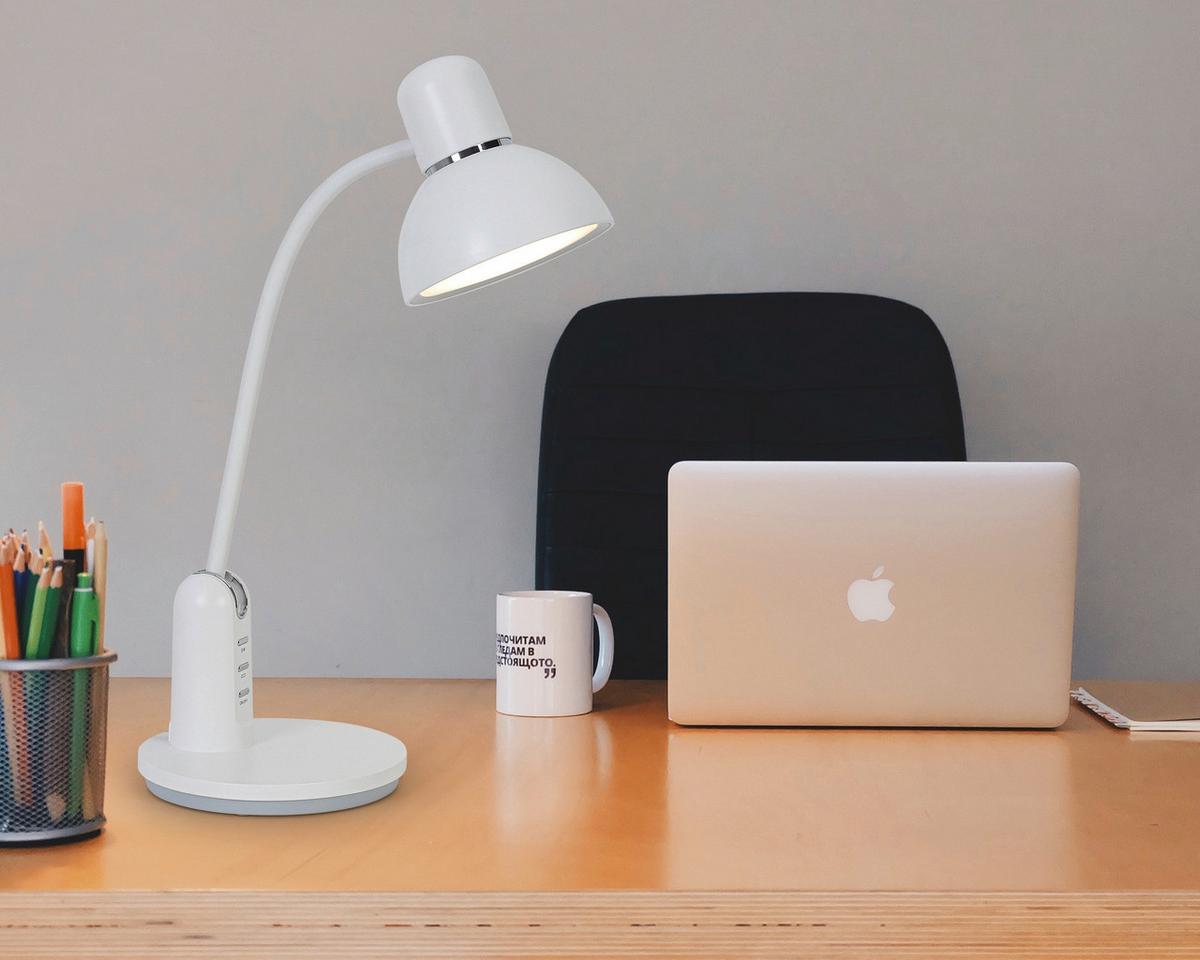 Led-schreibtischleuchte Luana - Chromfarben/Weiß, MODERN, Kunststoff (23,9/16,4/46,7cm) - Luca Bessoni