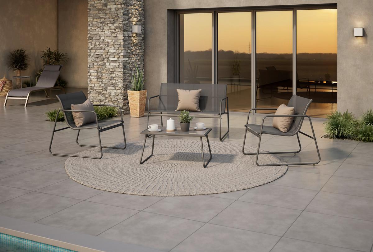 Loungegarnitur Porec - Grau, MODERN, Glas/Textil - Luca Bessoni