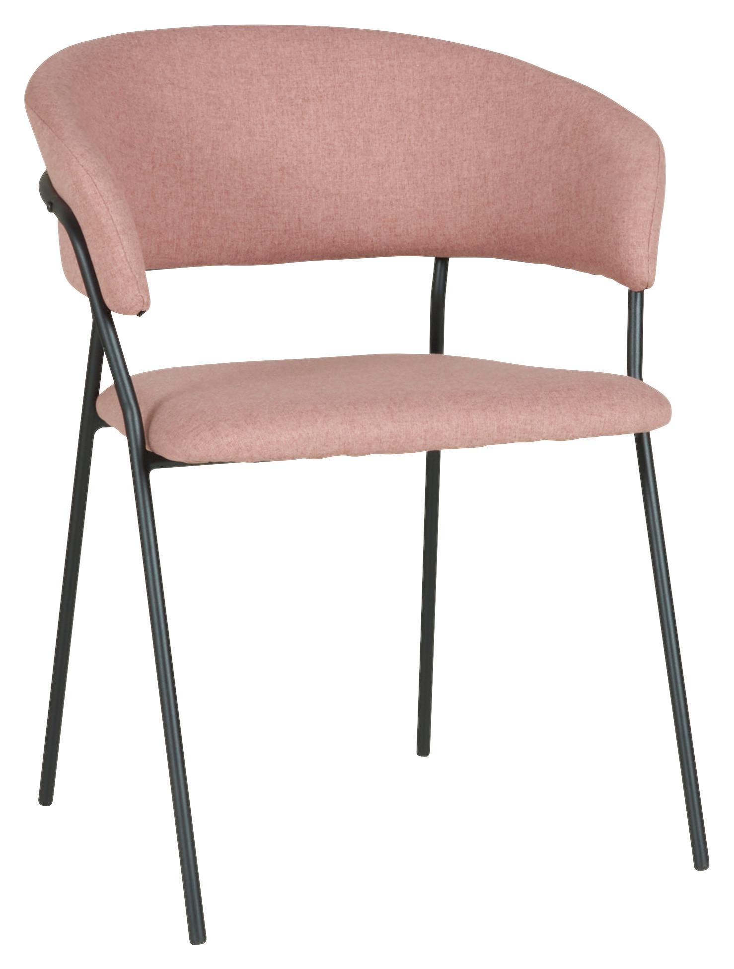 Židle s područkami Alice, růžová - růžová/černá, Moderní, kov/dřevo (53/80/59cm) - Mömax