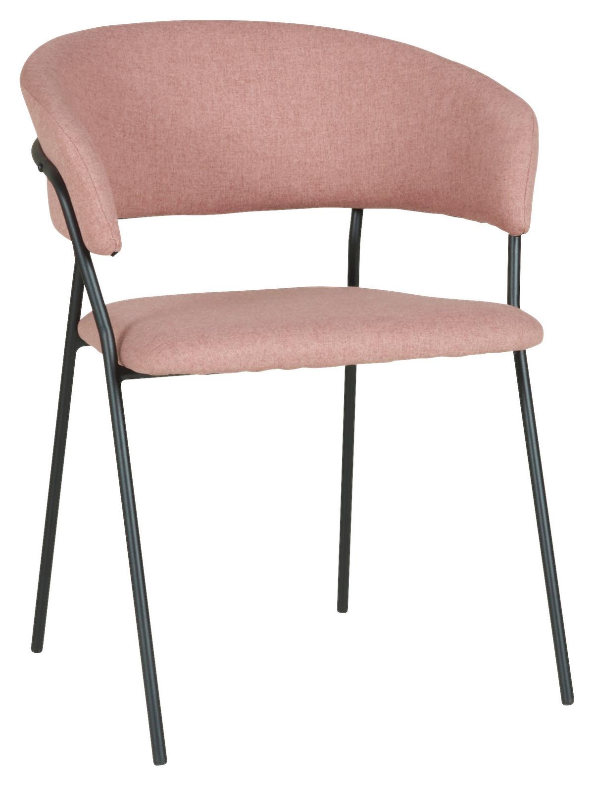 Židle s područkami Alice, růžová - růžová/černá, Moderní, kov/dřevo (53/80/59cm) - Mömax