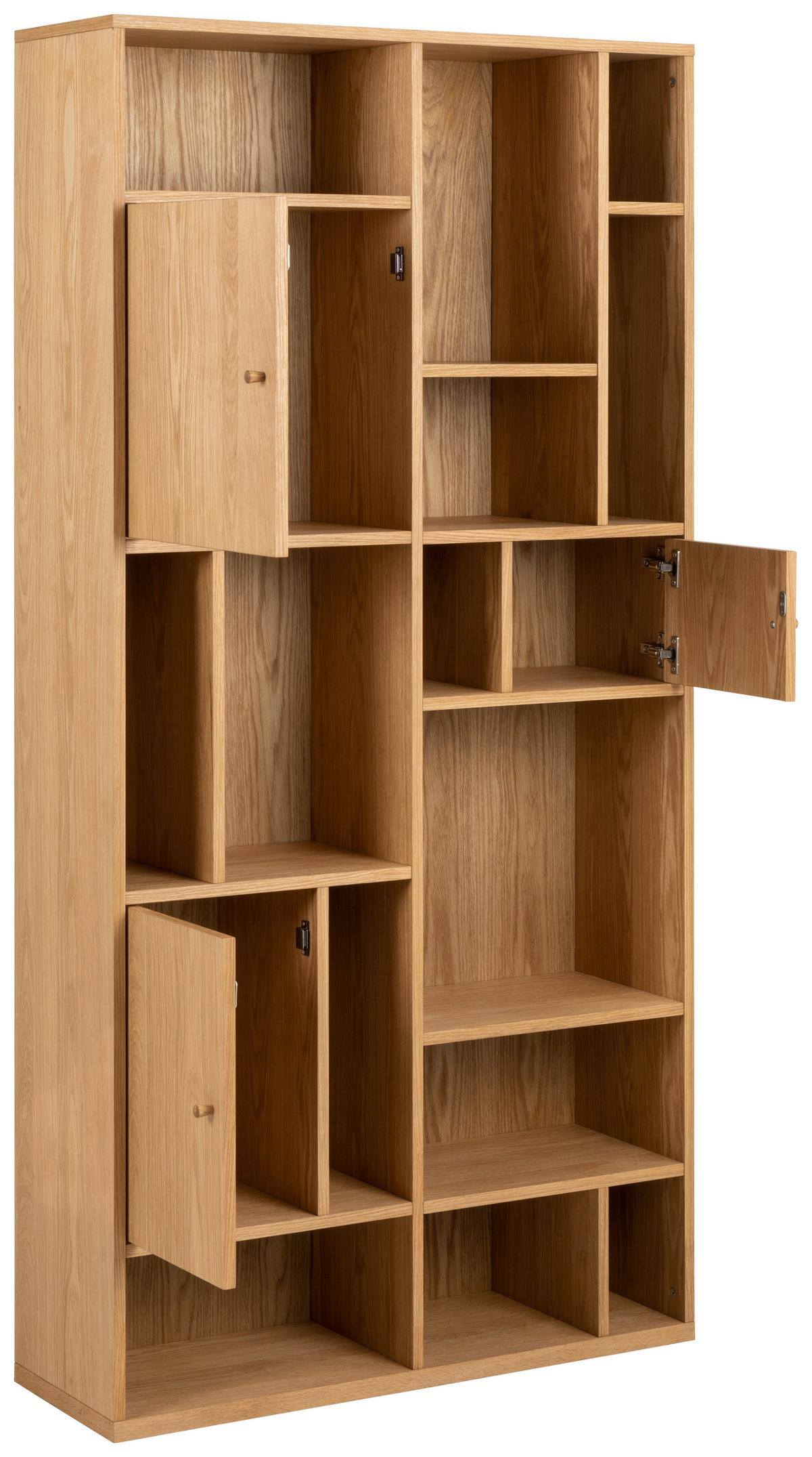Regál RANGOON dyha - přírodní barvy, Design, dřevo (90/180/30cm) - MID.YOU