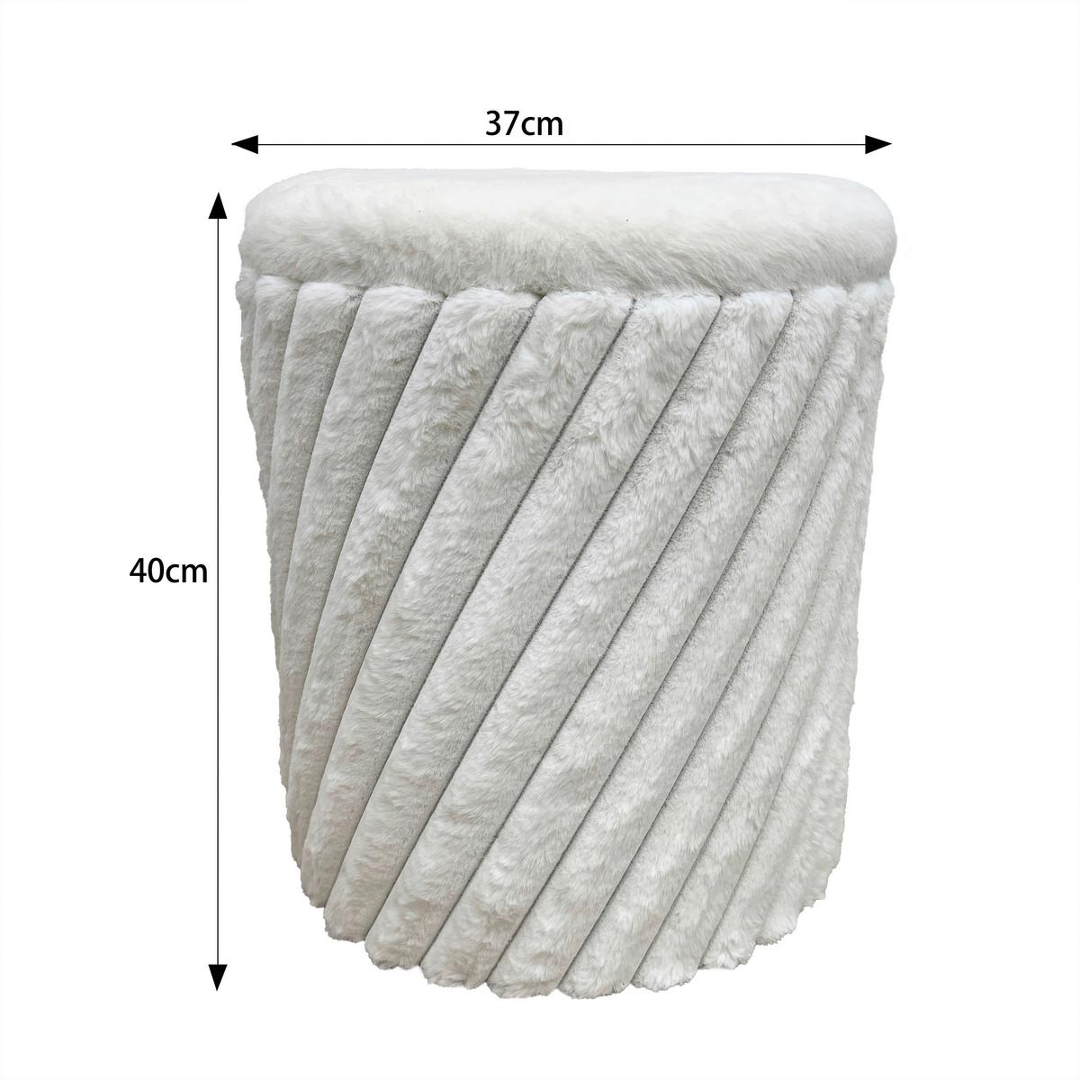Taburetka CADY, biela um.kožušina, max.120 kg - biela, Romantik / Landhaus, kompozitné drevo/textil (37/40/37cm) - Mömax