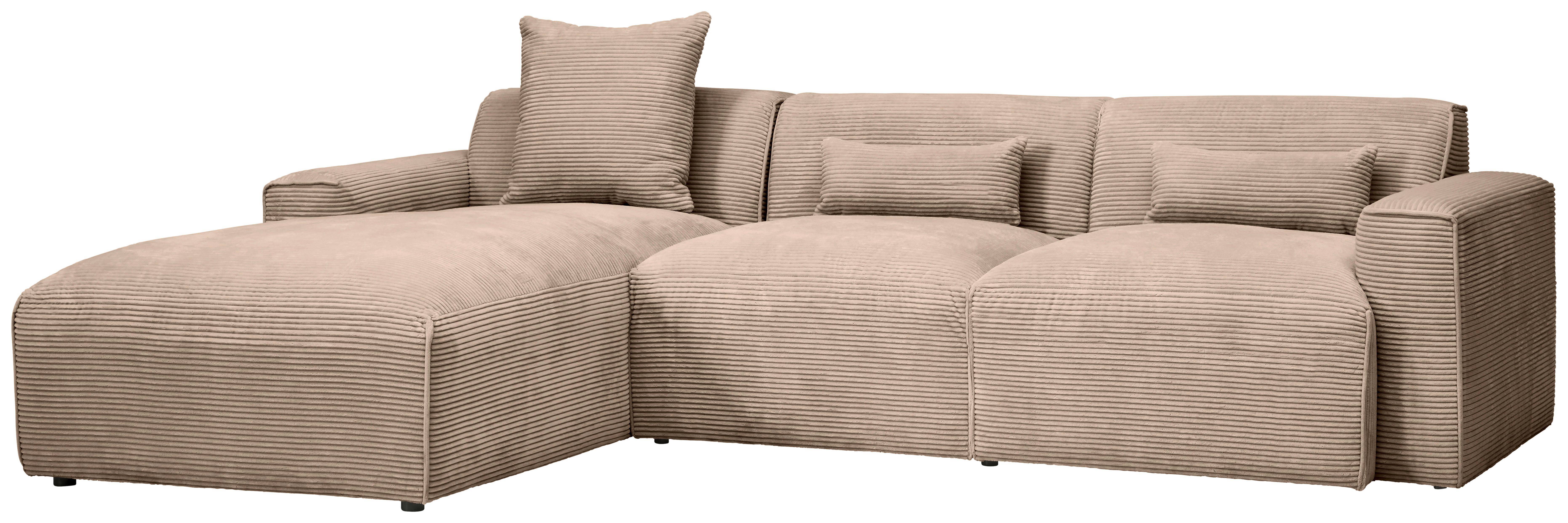 Ecksofa Pearl - Hellbraun/Schwarz, Design, Textil (196/303cm) - Livetastic