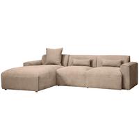 Ecksofa Pearl - Hellbraun/Schwarz, Design, Textil (196/303cm) - Livetastic