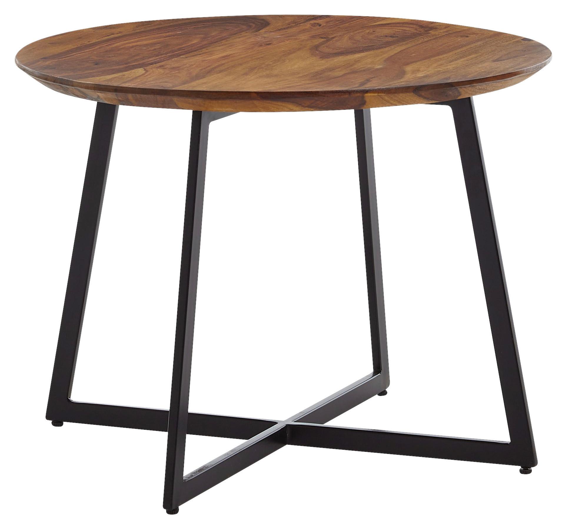 Konferenční stolek z masivního dřeva š: 60cm - černá/barvy sheesham, Moderní, kov/dřevo (60/60/45cm) - MID.YOU