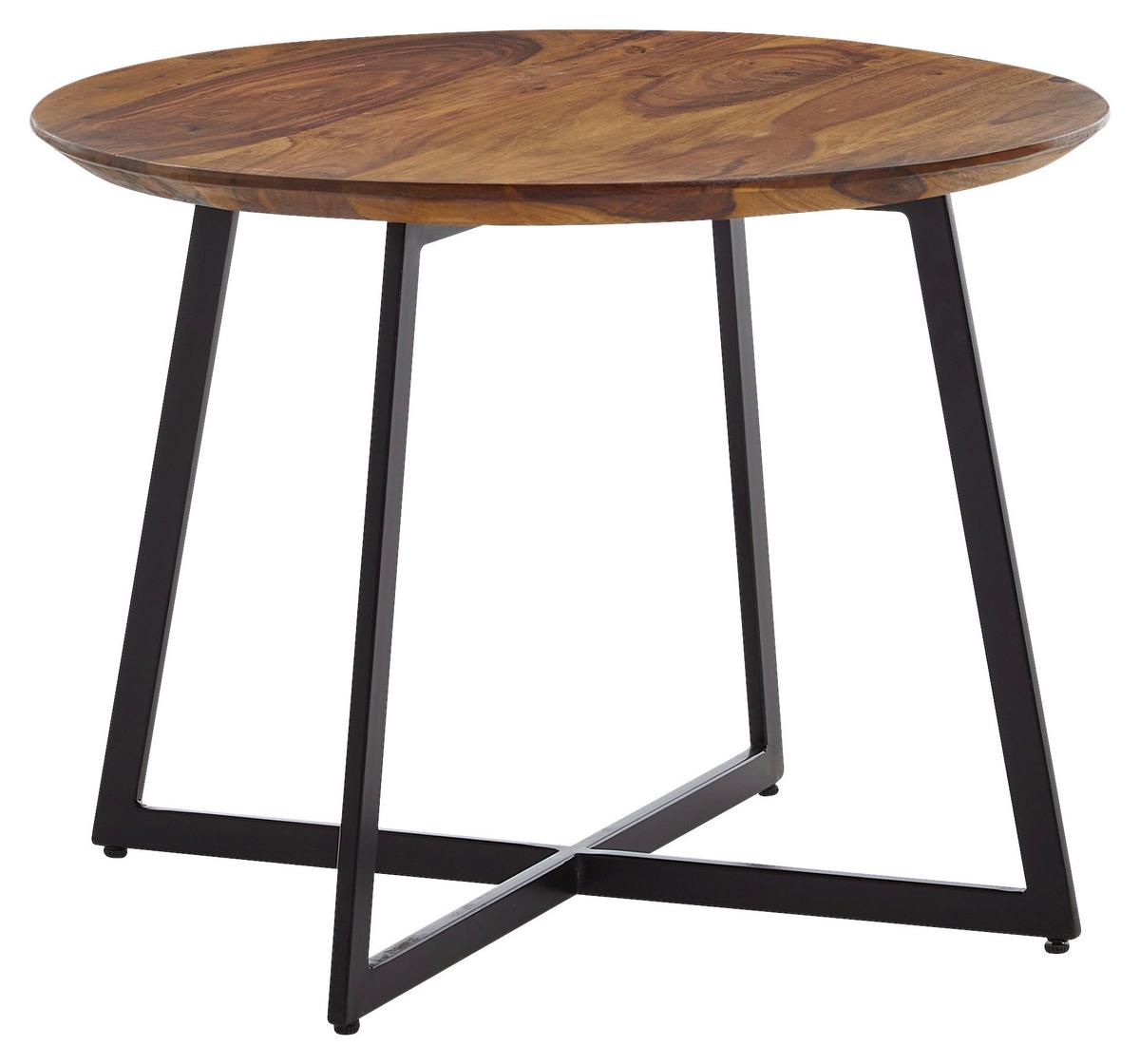 Konferenční stolek z masivního dřeva š: 60cm - černá/barvy sheesham, Moderní, kov/dřevo (60/60/45cm) - MID.YOU