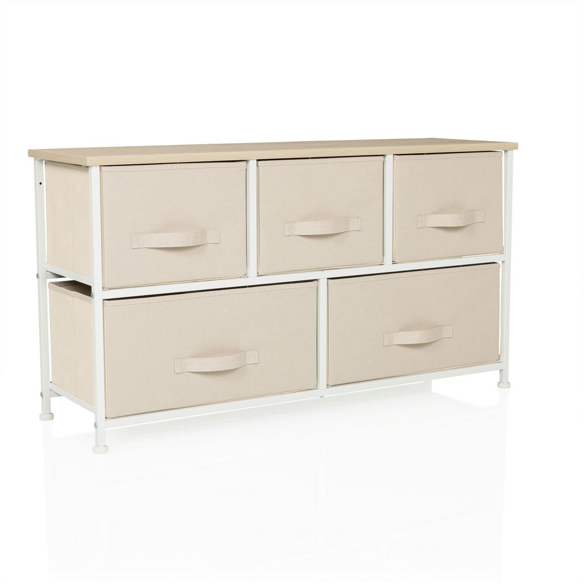 Kommode Foldar Beige B: 100 cm - Beige/Weiß, MODERN, Textil (100/55/30cm) - MID.YOU