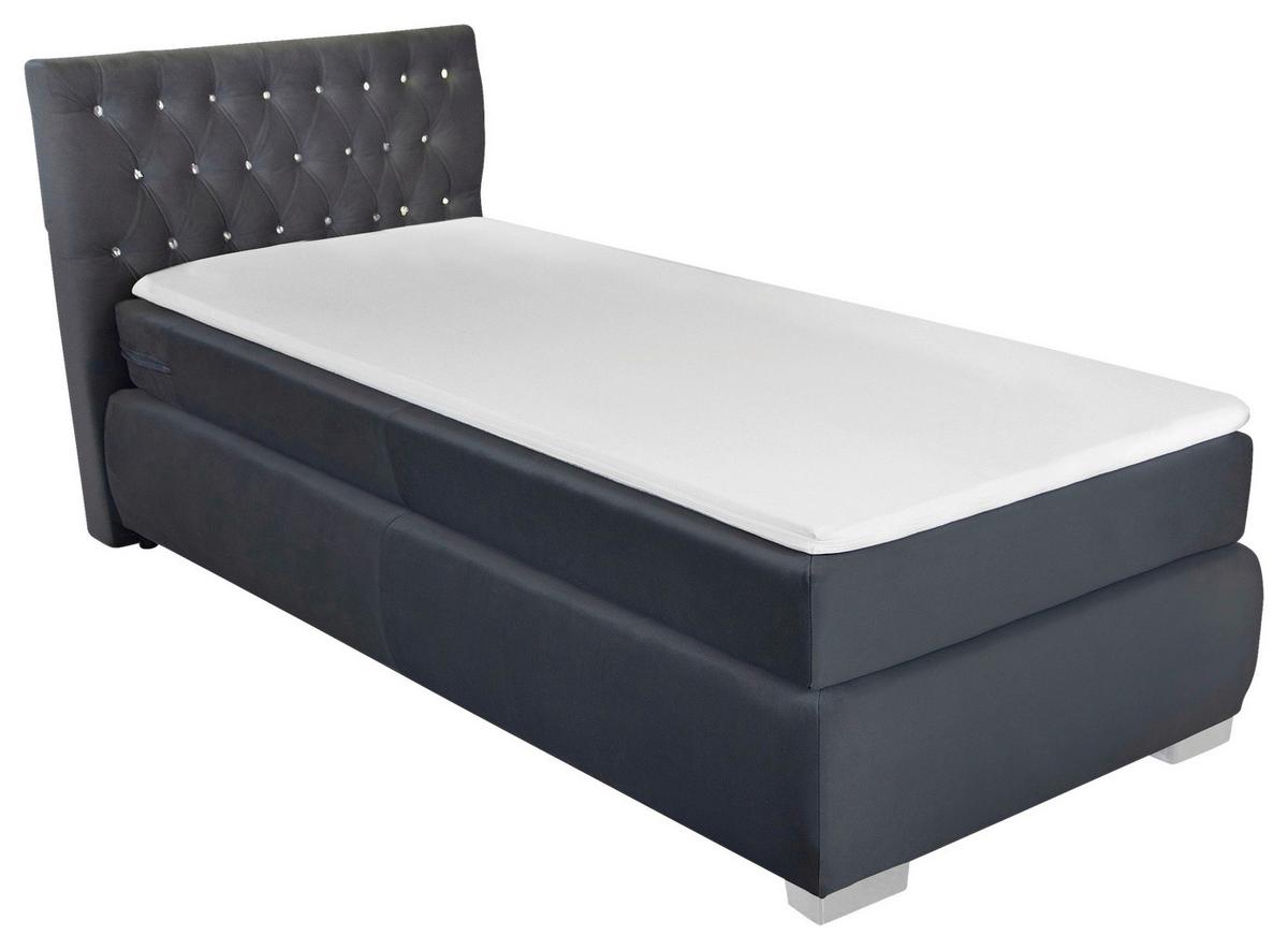 Boxspringbett Rumba inkl. Matratze 90x200 - Platinfarben/Grau, Basics, Textil (90/200cm) - Livetastic