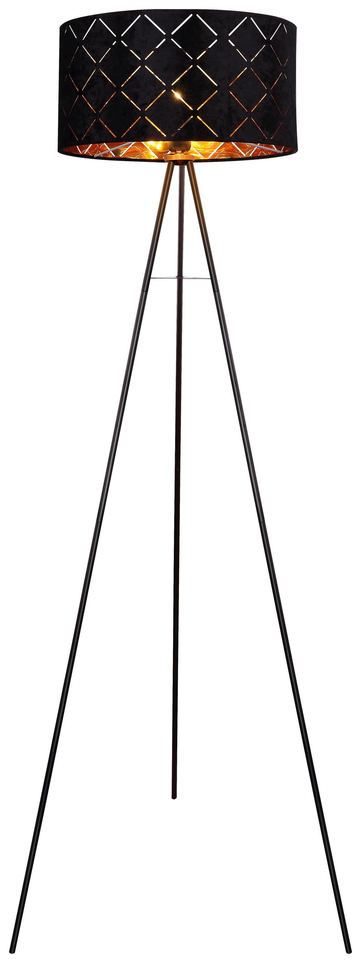 Stehlampe Schwarz Mit Fußschalter - Schwarz, Design, Textil/Metall (69/149cm) - Globo