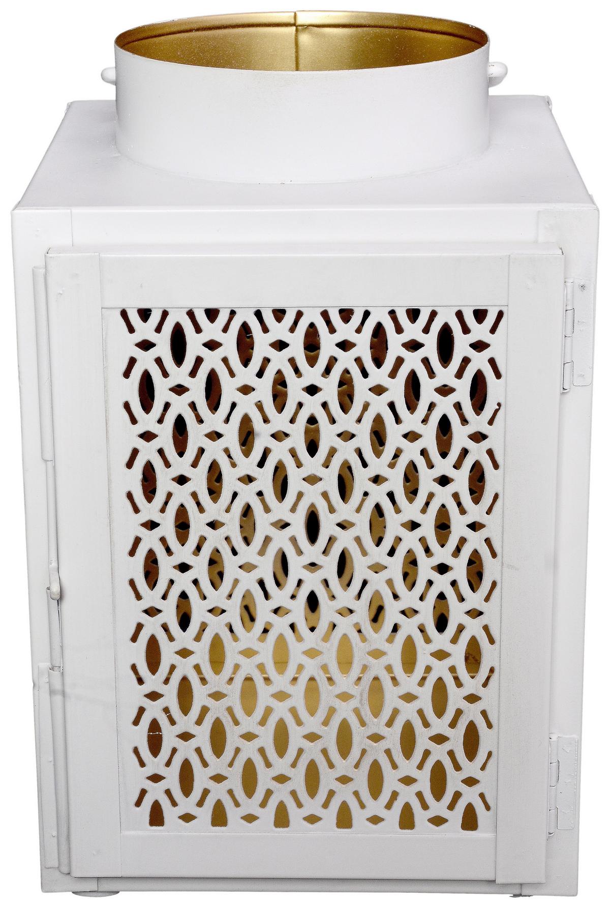 Laterne Leon - Goldfarben/Weiß, KONVENTIONELL, Metall (14/13/20cm) - Luca Bessoni