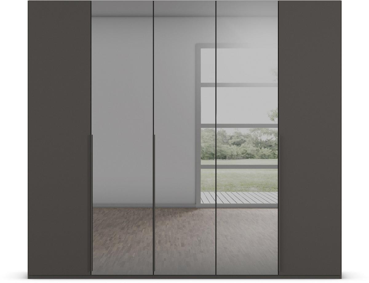 Drehtürenschrank Paola Graphitfarben/Grau B: 251 cm - Graphitfarben/Grau, Trend, Glas/Holzwerkstoff (251/223/61cm) - Rauch Möbel