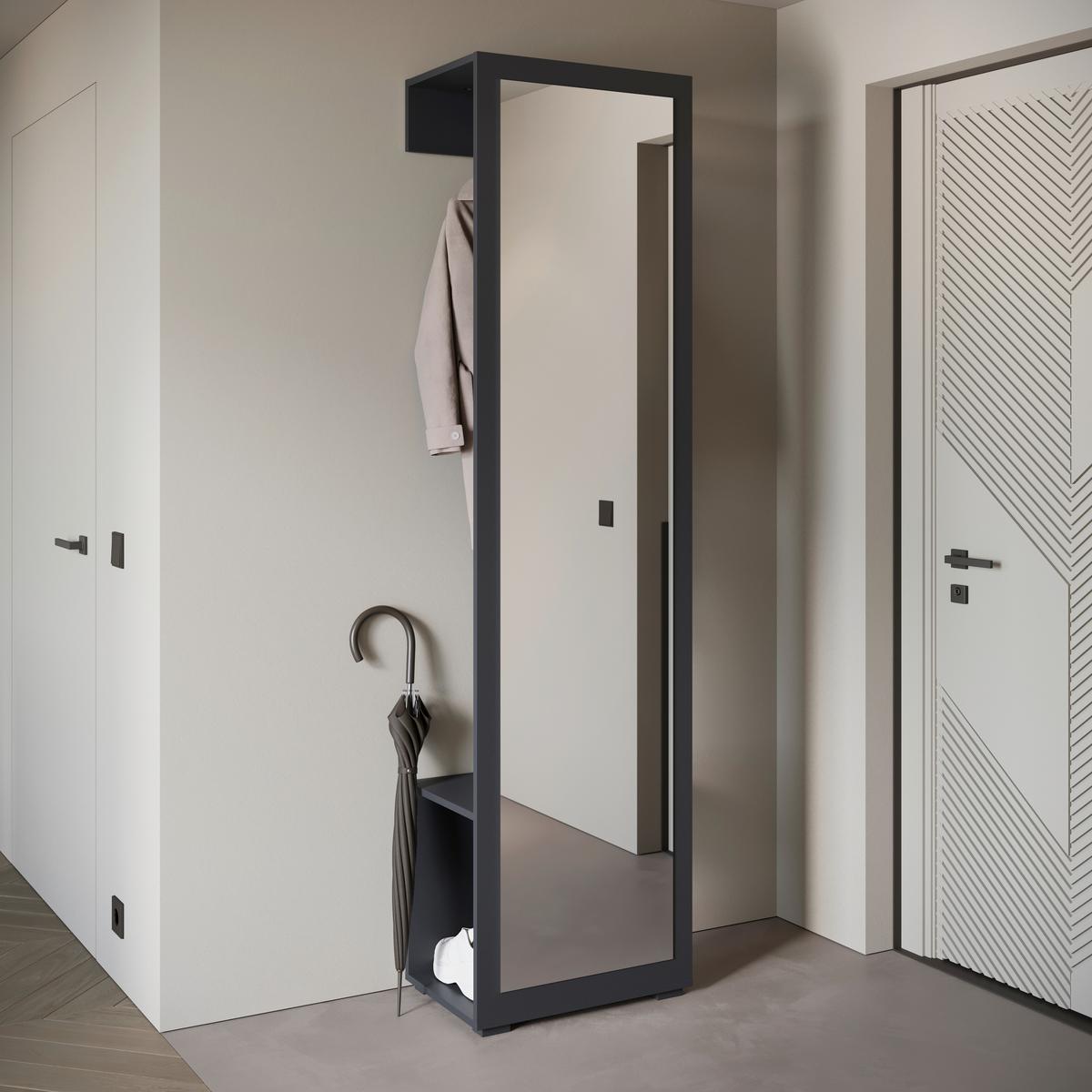 Garderobe Dino 099 Schwarz B: 50 Cm - Schwarz, Basics, Holzwerkstoff (50/190/35cm) - P & B
