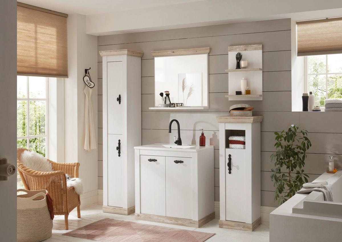 Badezimmer Florenz Pinienfarben B: 205cm - Weiß/Pinienfarben, Design, Naturmaterialien/Holzwerkstoff (205/200/46cm) - MID.YOU