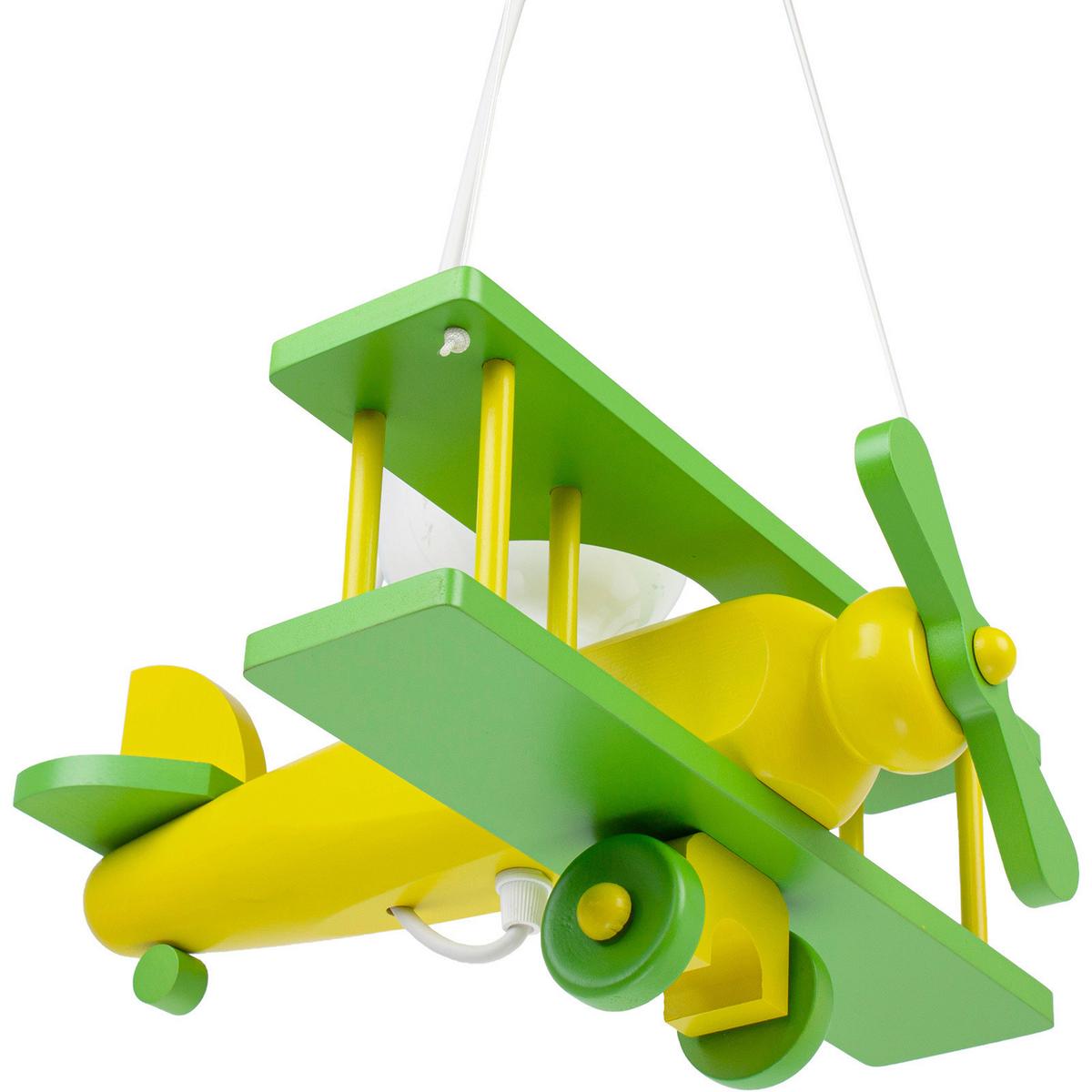 Kinderhängeleuchte 1041024 Flugzeug - Grün, KONVENTIONELL, Holz (29/31/75cm)